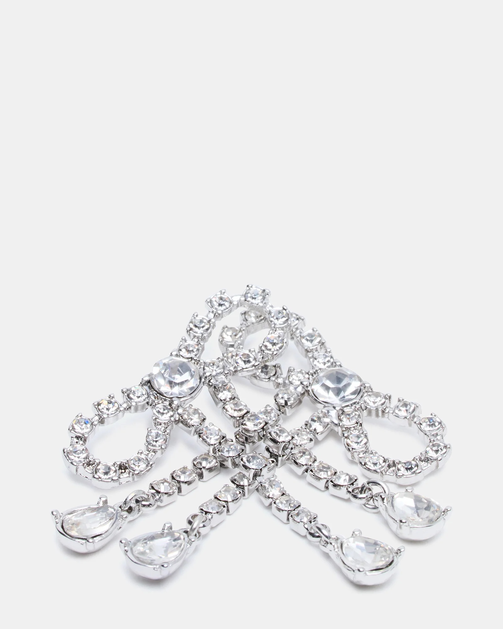 RHINESTONE BOW EARRINGS SILVER