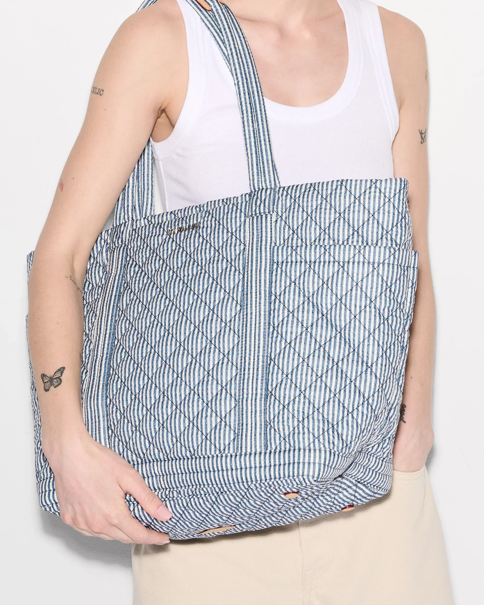 Seersucker Large Empire Tote
