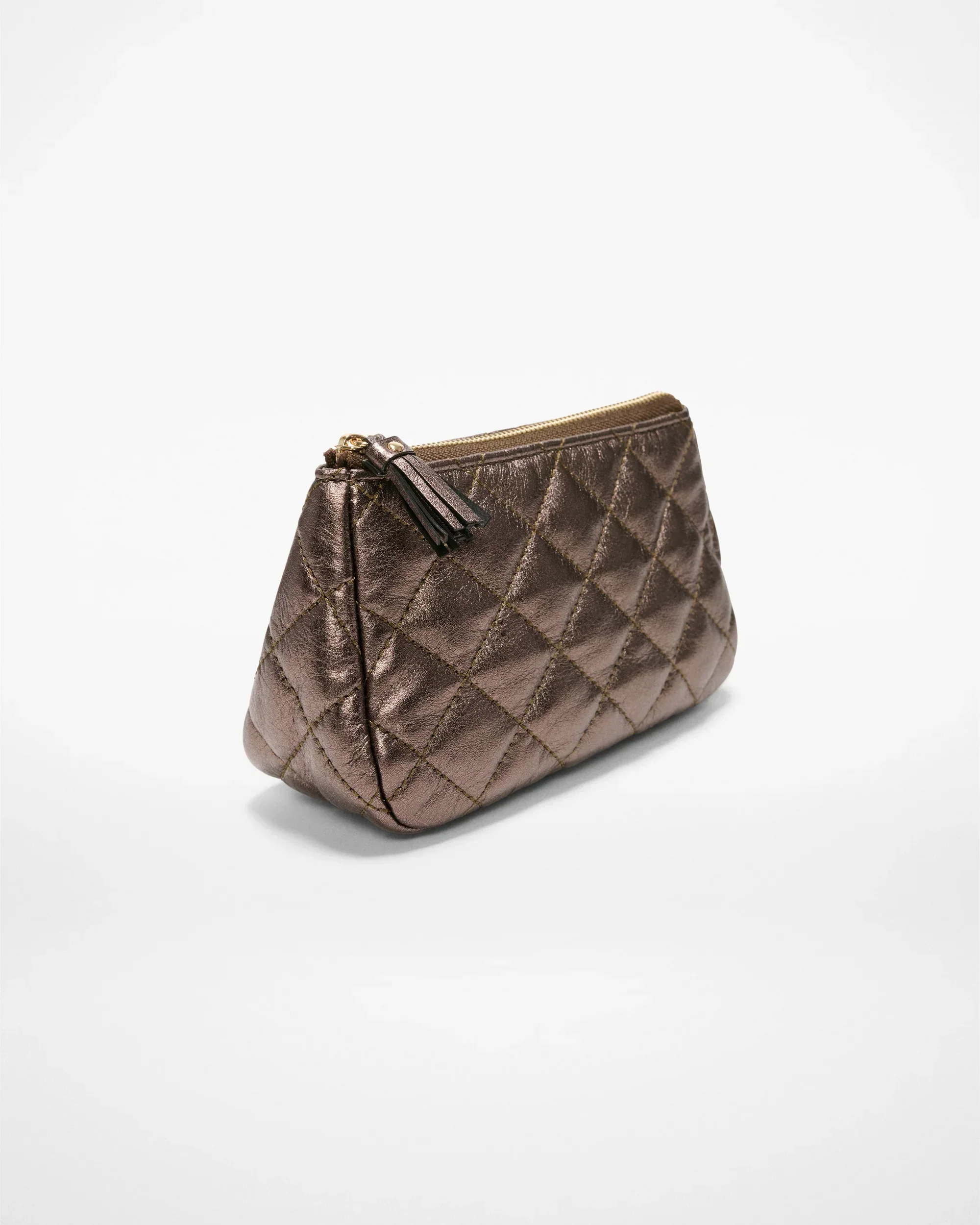 Espresso Metallic Leather Small Luna Cosmetic