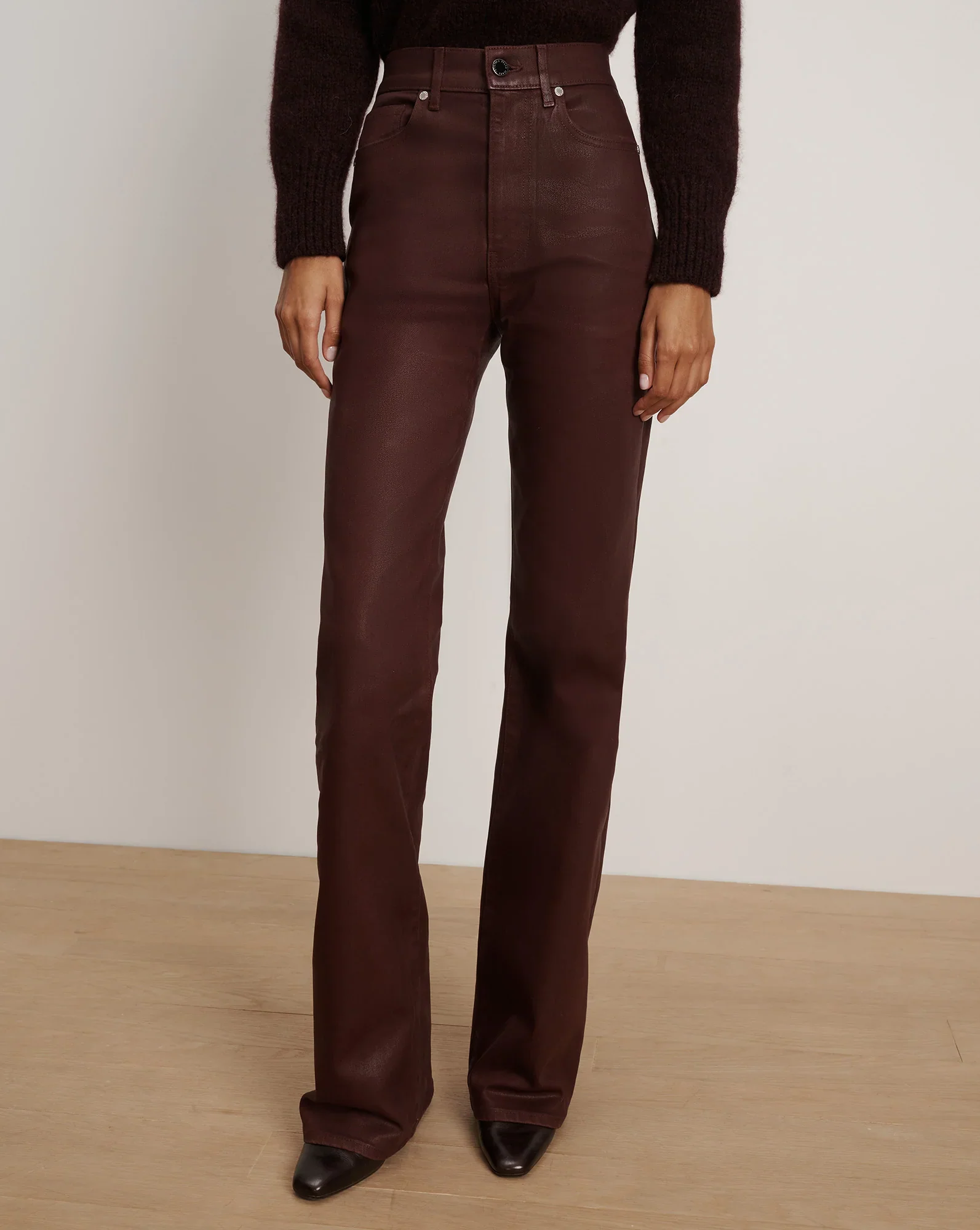 Crosbie Coated Slim Wide-Leg Jean