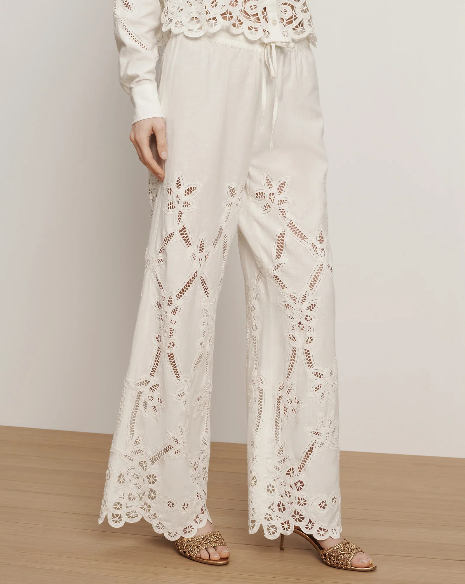 Daisy Wide-Leg Eyelet Pant