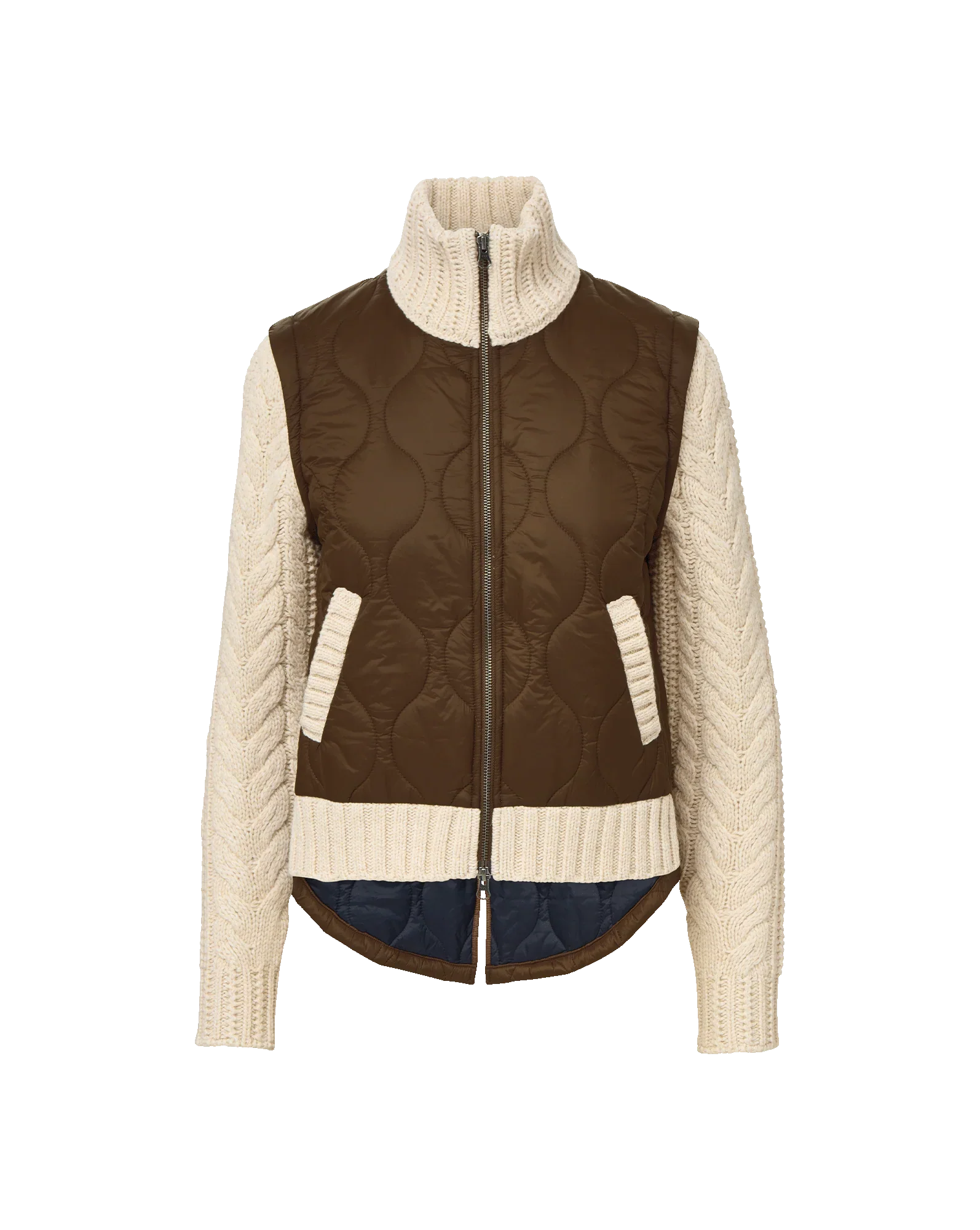 Patra Knit-Sleeve Quilted Jacket