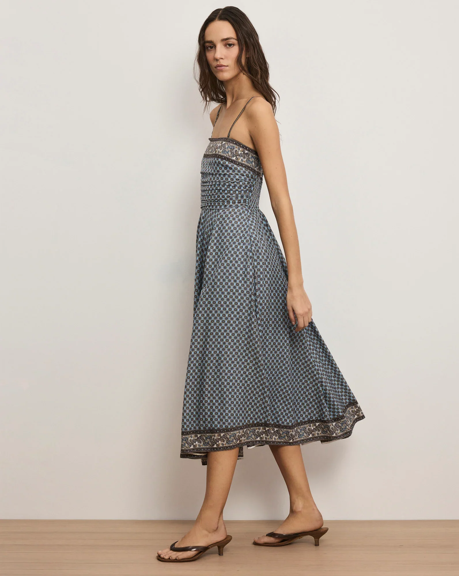 Lana Scarf-Print Midi Dress