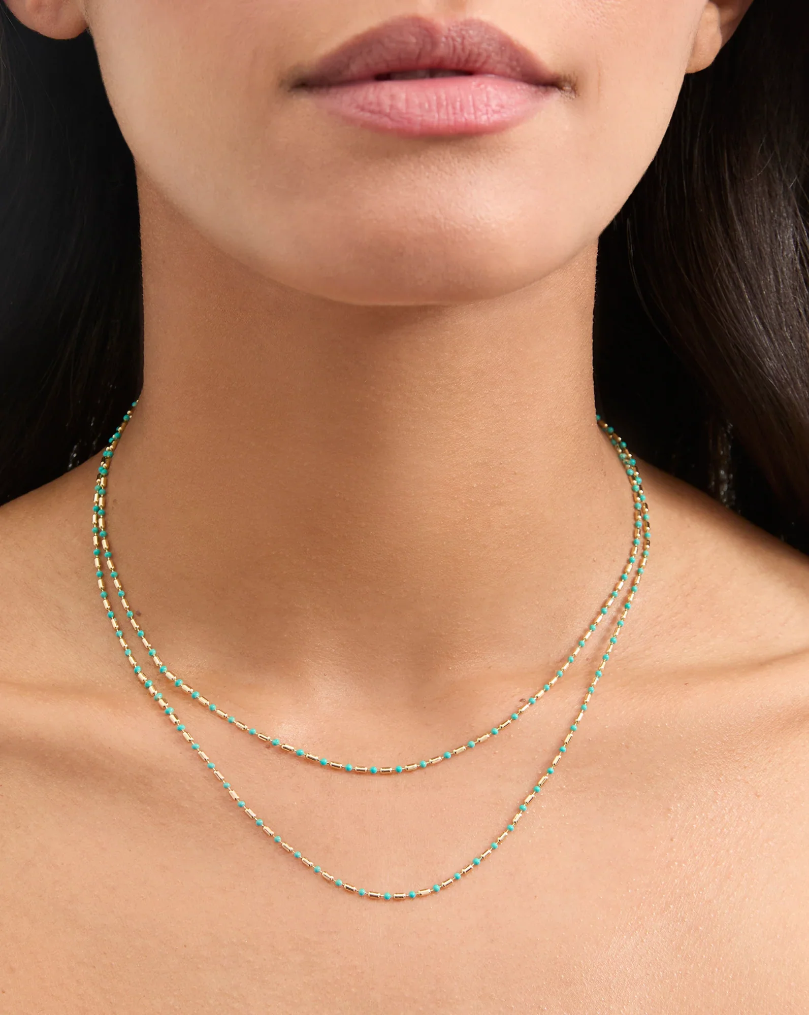 Long Enamel Bead Chain Necklace