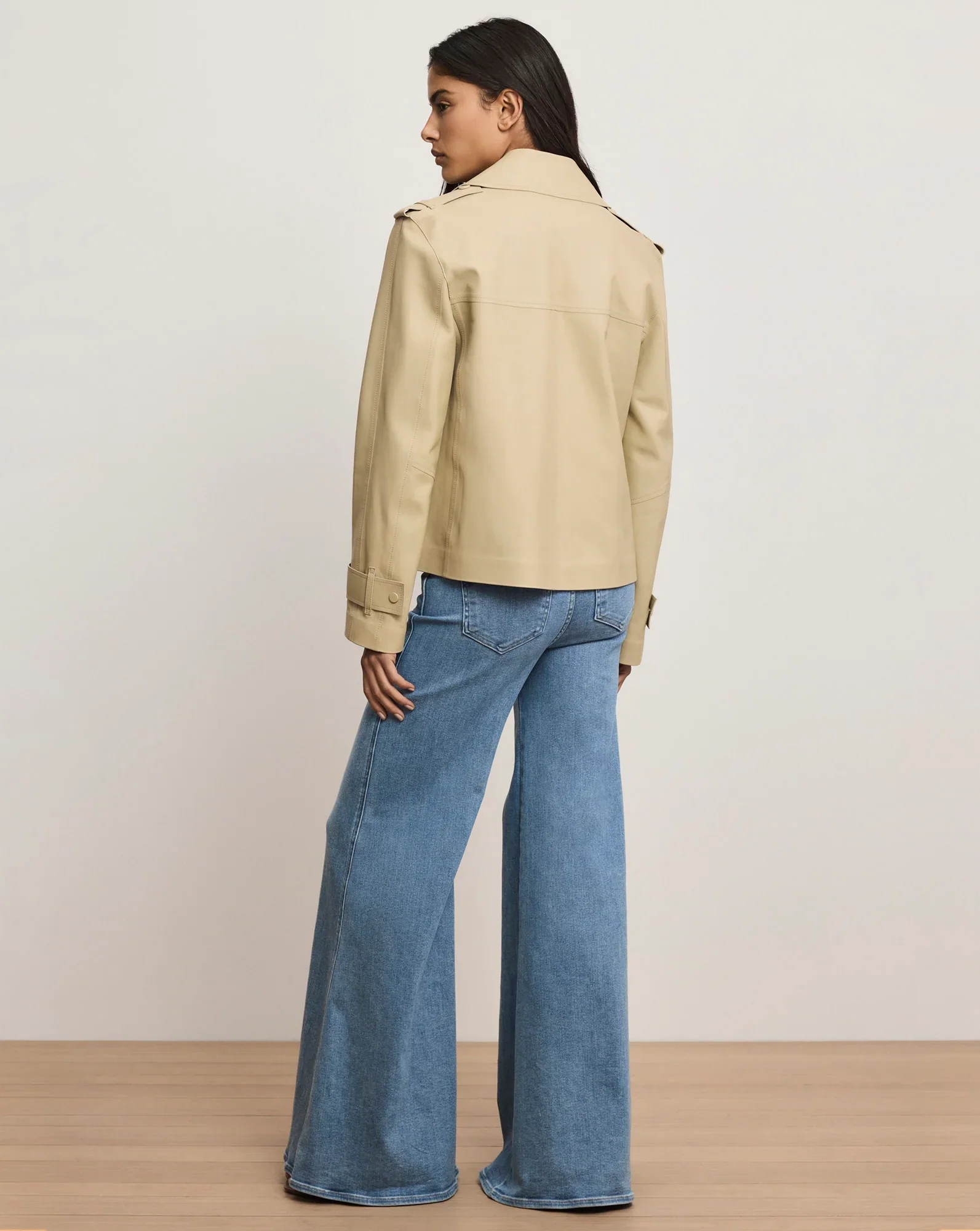Heathcliff Cropped Leather Trench Coat