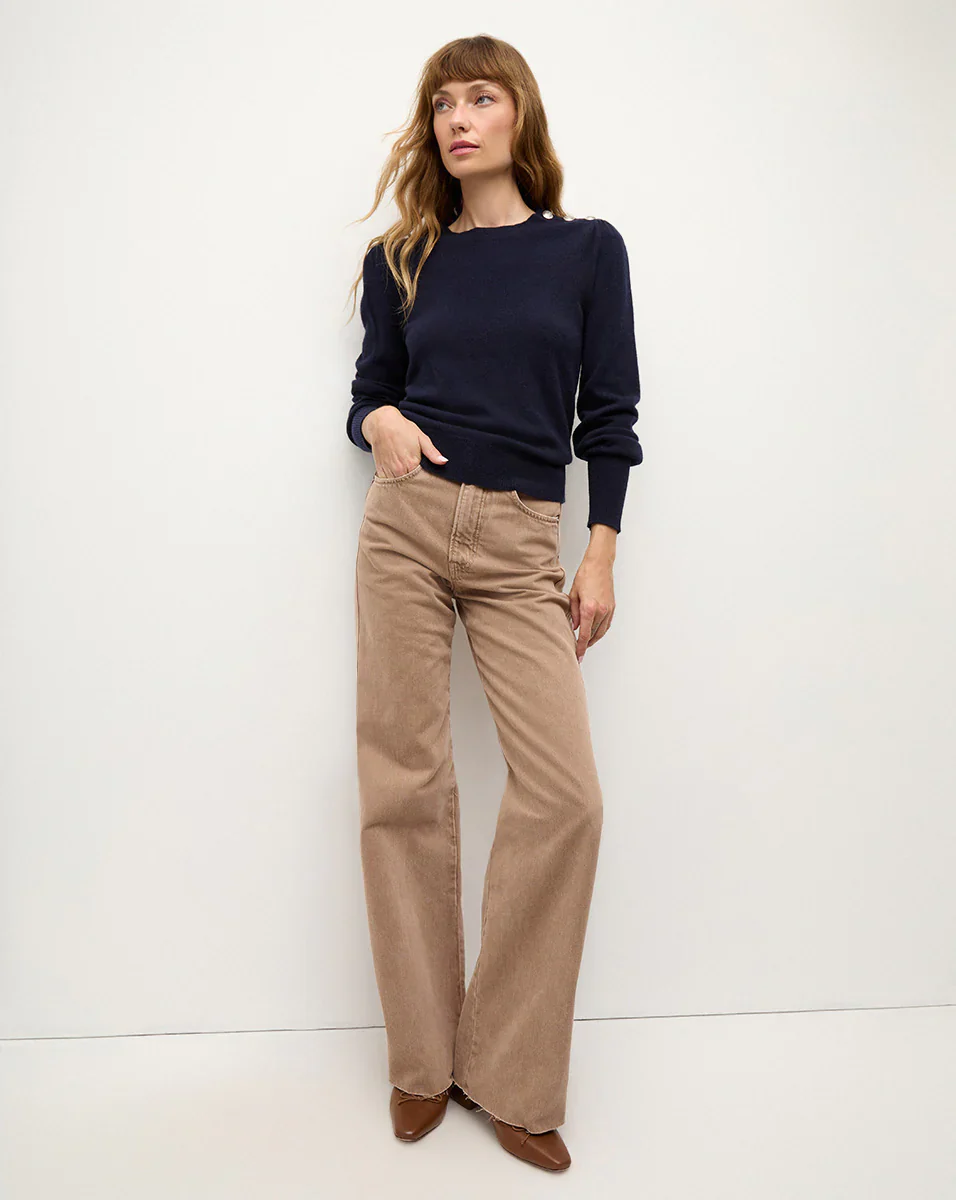 Nelia Cashmere Pullover | Button Accent