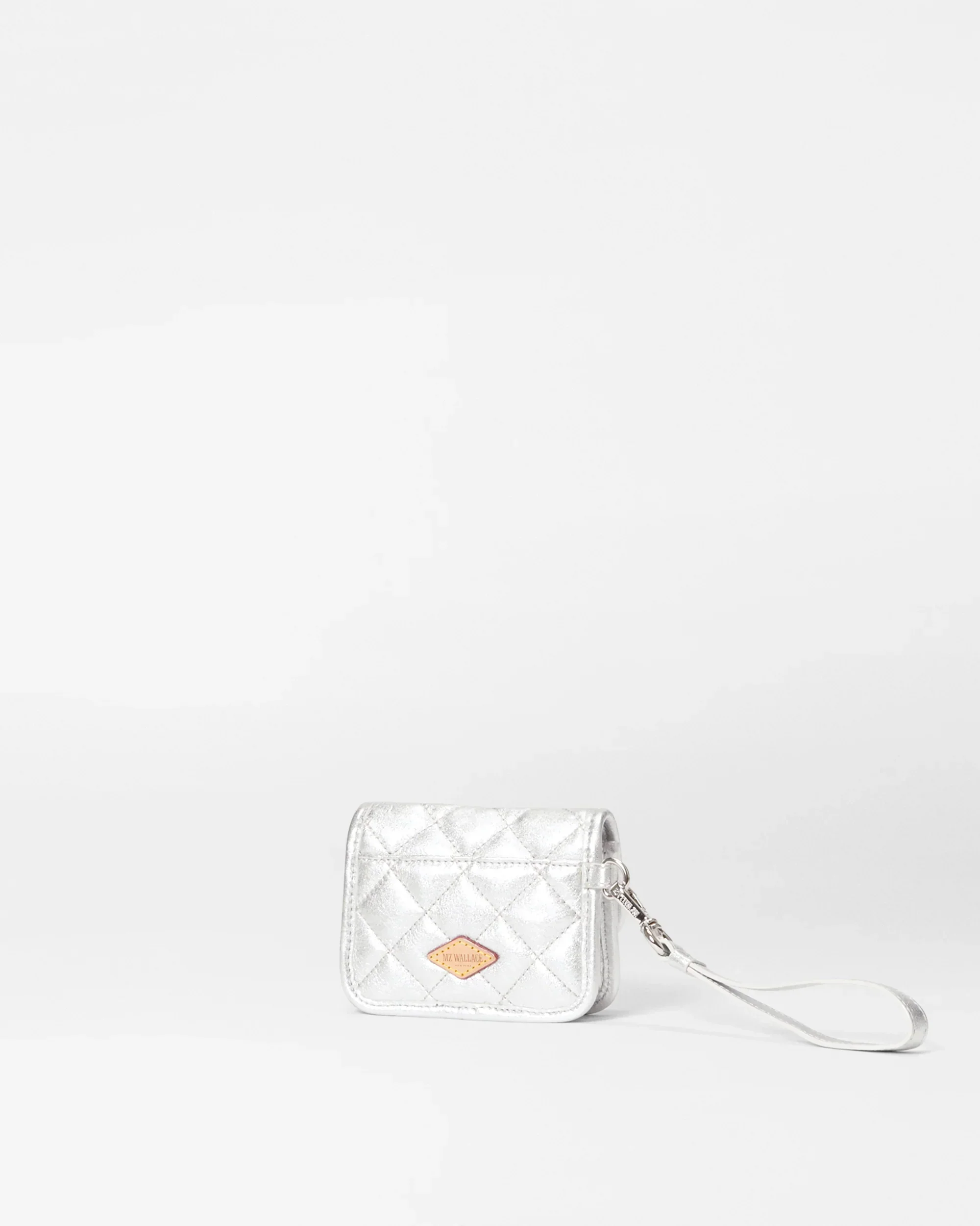 Silver Leather Metro Snap Wristlet