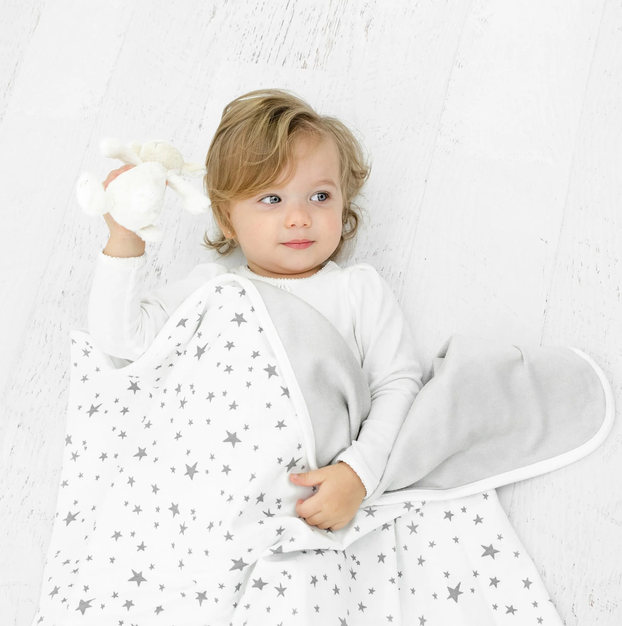 Imperfect Toddler Blanket, 4 Season? Merino Wool & Organic Cotton Blanket, 52.5 x 40, Star White