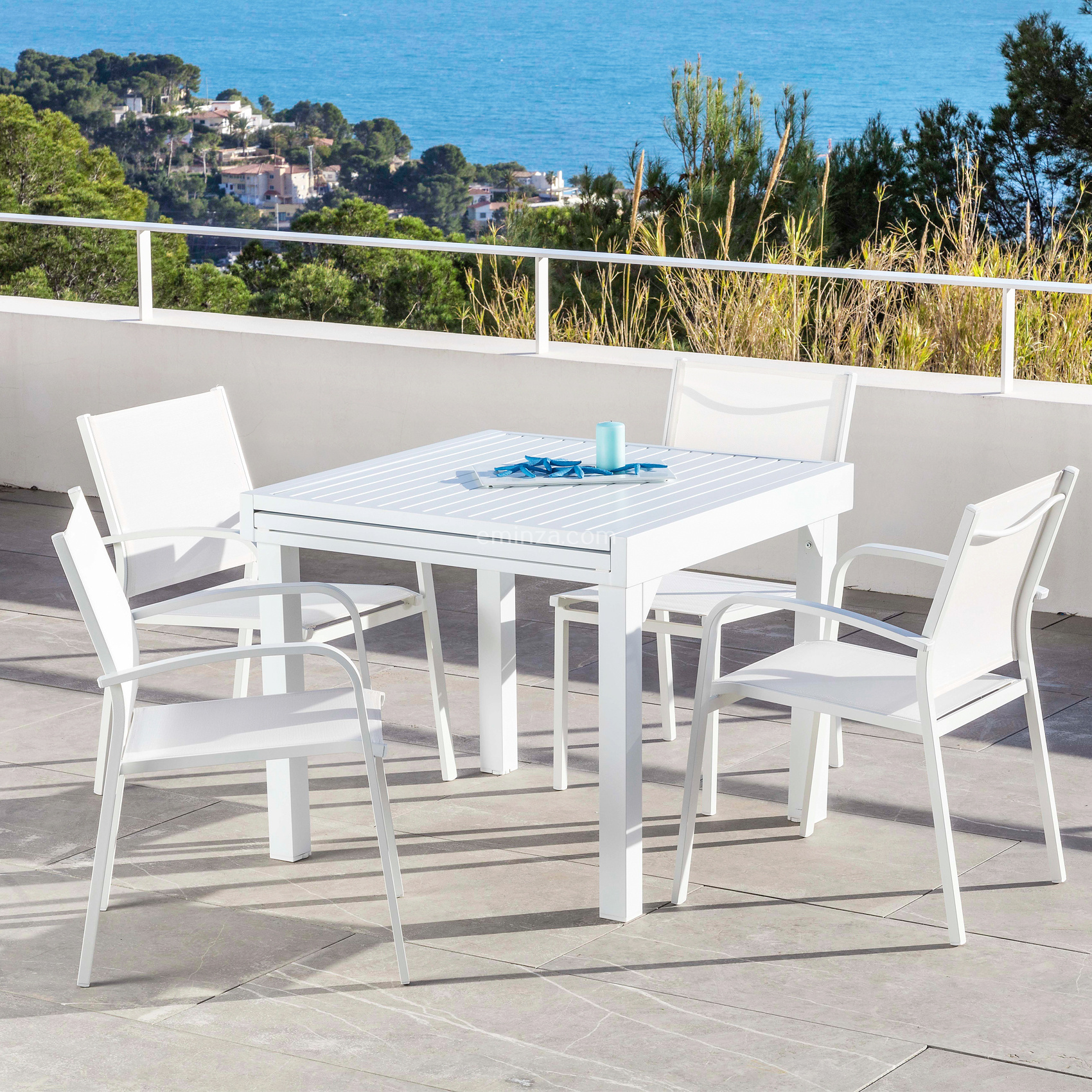 Table de jardin extensible en aluminium 8 places (90/180 x 90 cm) Murano Blanc - Action-sport36