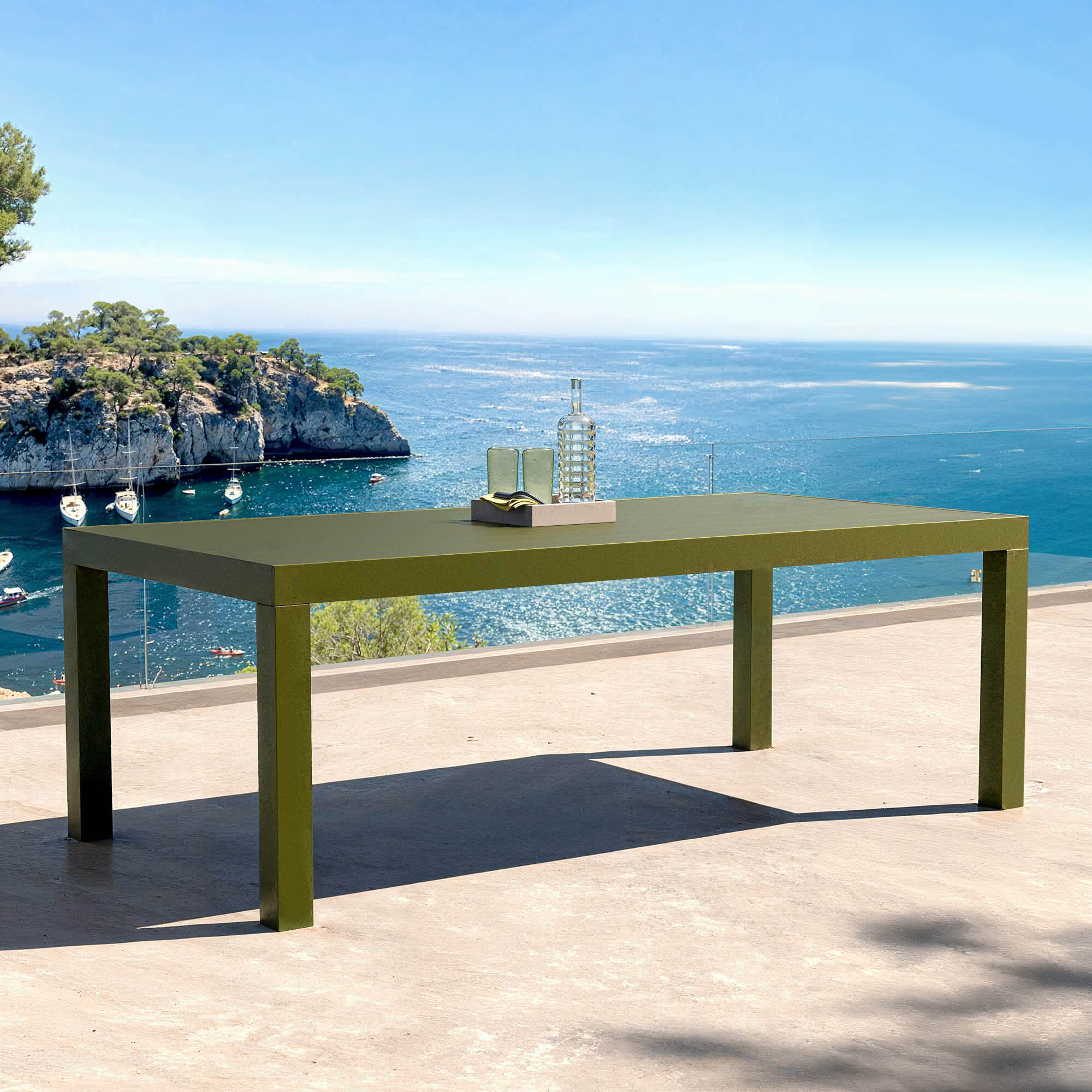 Table de jardin rectangulaire aluminium 8 places (210 x 100 cm) Murano Vert olive - Action-sport36