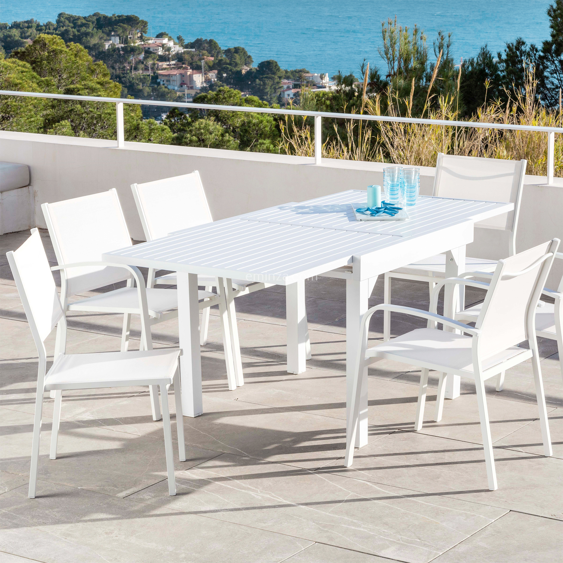 Table de jardin extensible en aluminium 8 places (90/180 x 90 cm) Murano Blanc - Action-sport36