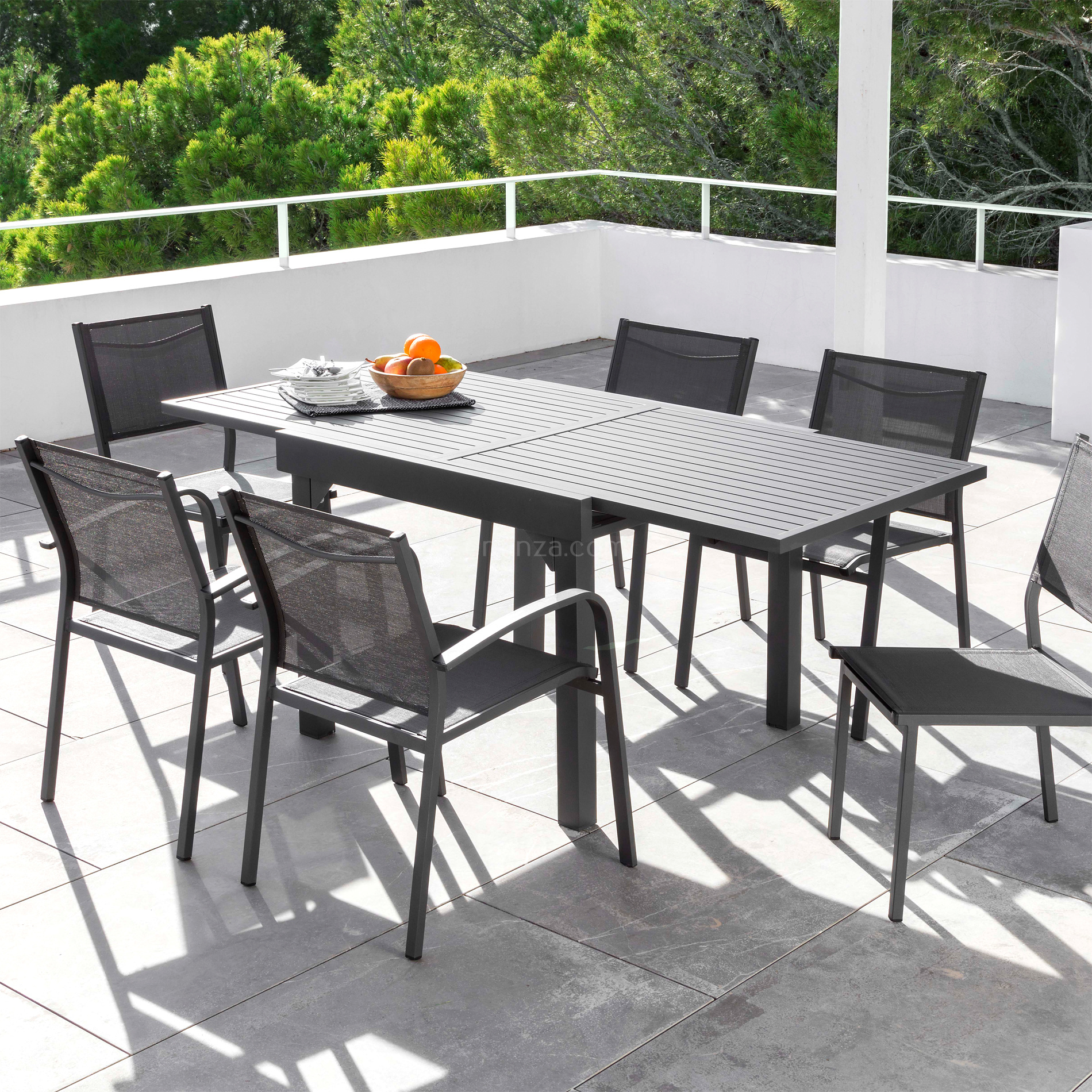 Table de jardin extensible en aluminium 8 places (90/180 x 90 cm) Murano Gris anthracite - Action-sport36