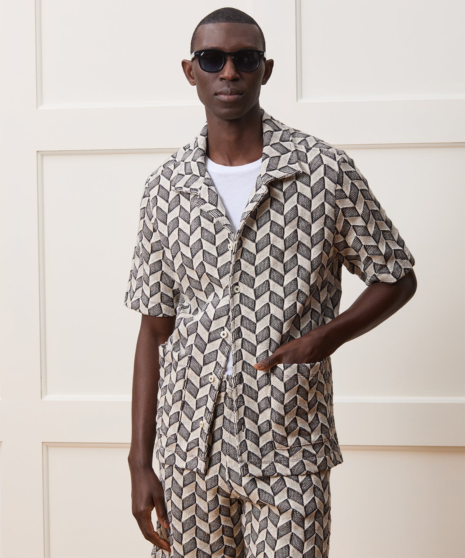 Relaxed Checkered Guayabera Shirt