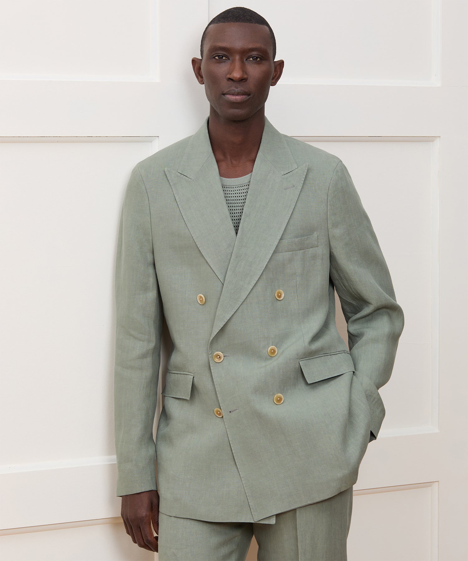 Italian Linen Double-Breasted Jacket