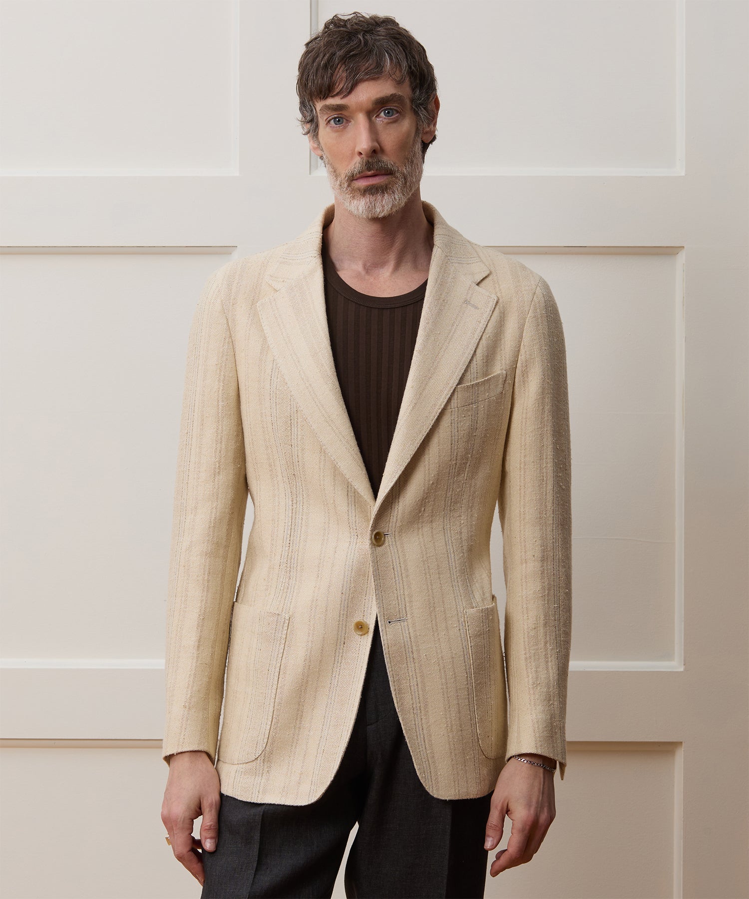 Italian Linen Silk Double Stripe Sport Coat