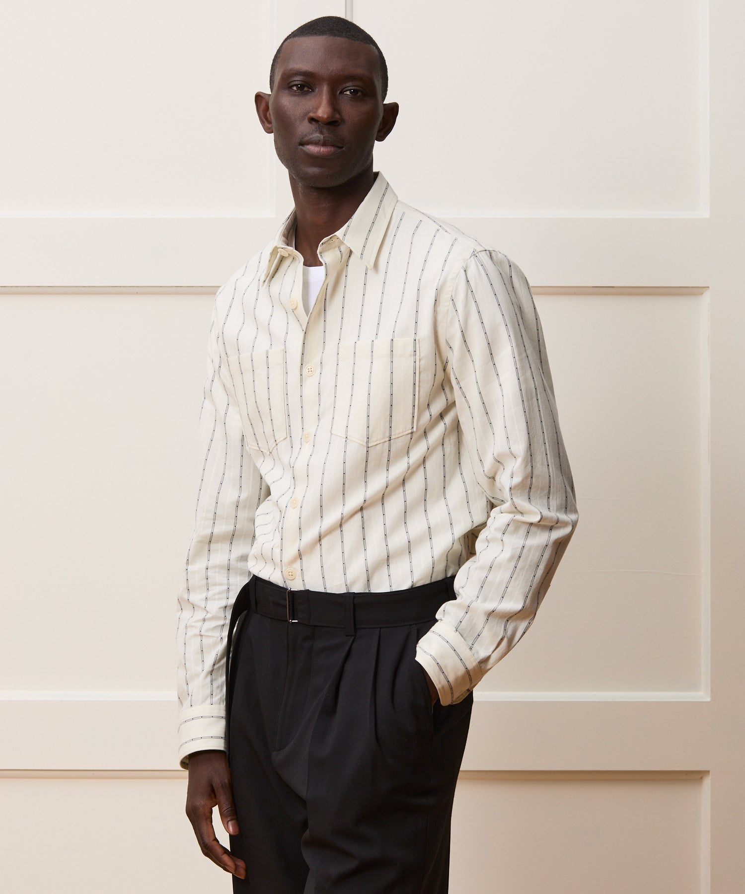 Cotton Dobby Point Collar Shirt
