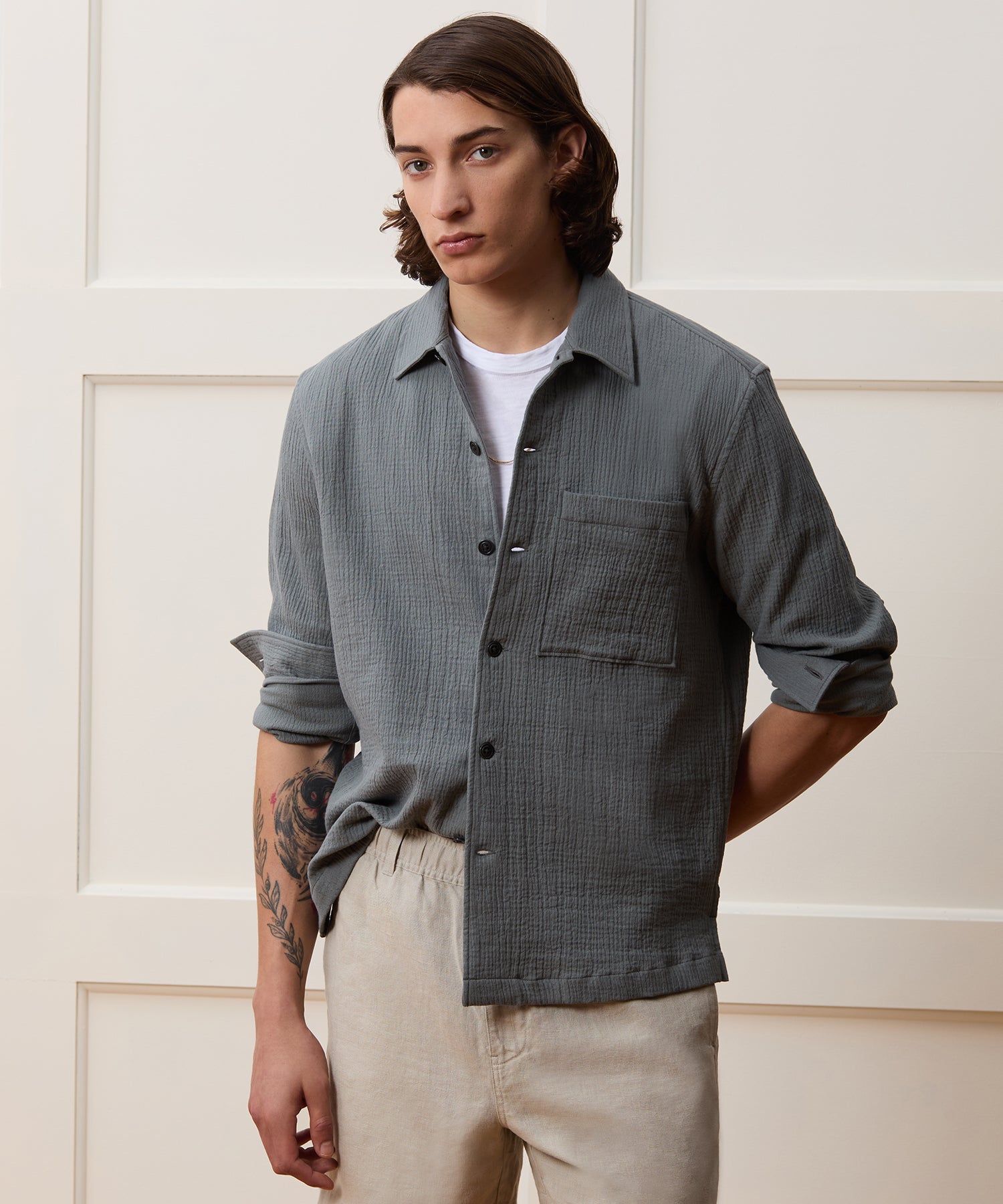 Cotton Double Cloth Gauze Overshirt