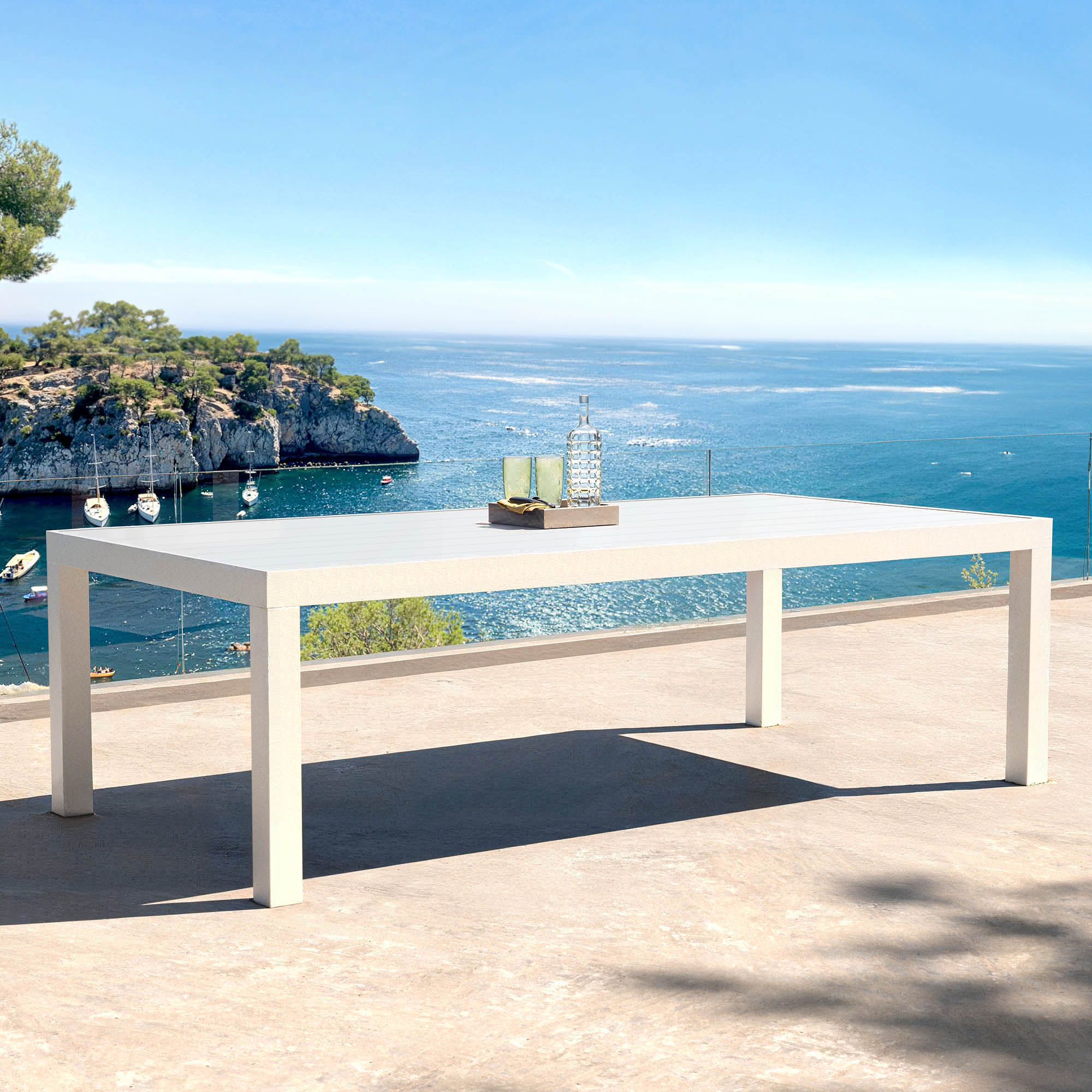 Table de jardin rectangulaire aluminium 10 places (240 x 120 cm) Murano Blanc - Action-sport36