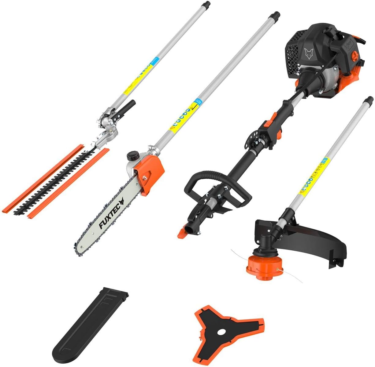 Fuxtec Débroussailleuse Thermique Multifonction 5 en 1 Multitool FX-MT152E - Easy Starter 3CV 52 cm³, Moteur 2 Temps, Élagueuse Taille Haie Coupe Bordure Avec Fil ou Lame 1 Mètre Rallonge