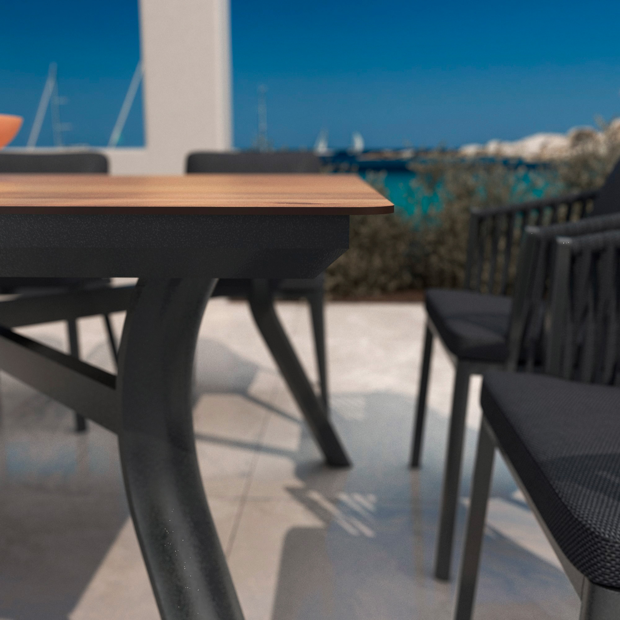 Table de jardin en aluminium 8 places (200 x 90 cm) Amalfi Gris anthracite - Action-sport36