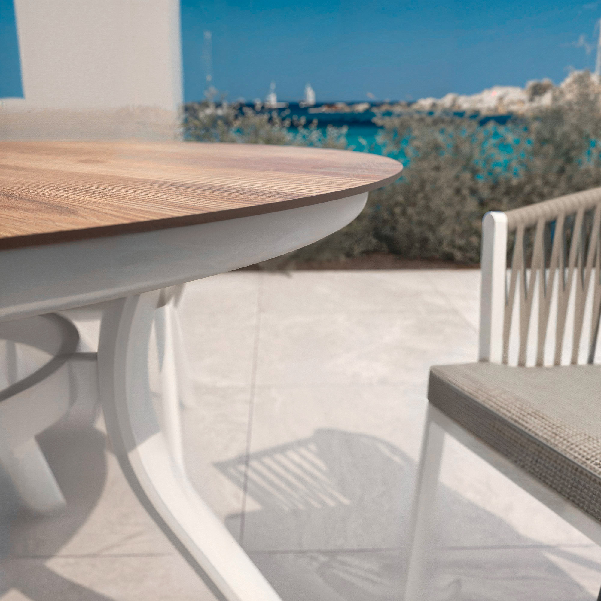 Table de jardin ronde en aluminium 6 places (D120 cm) Amalfi Blanc - Action-sport36