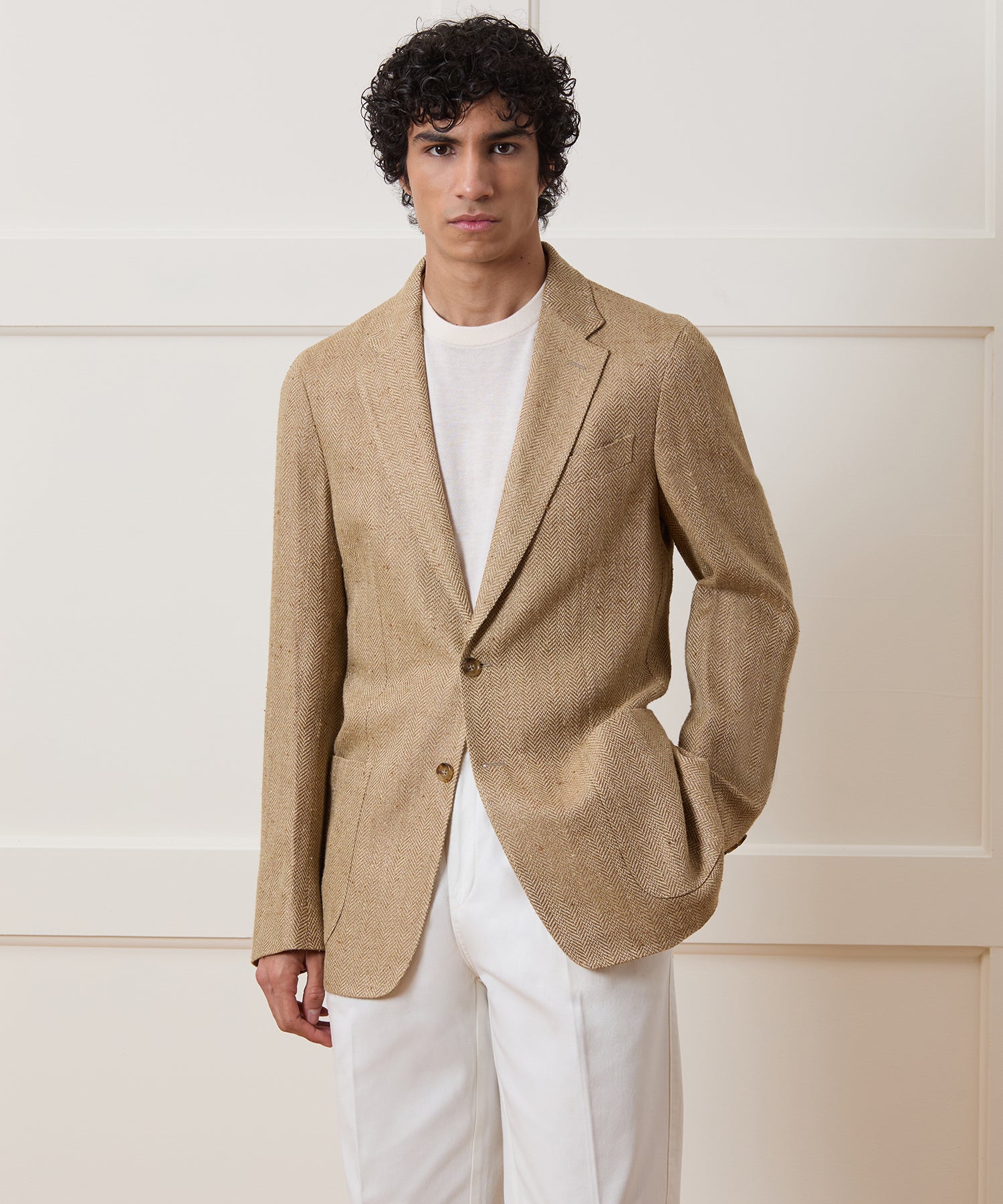 Italian Silk-Linen Herringbone Sport Coat
