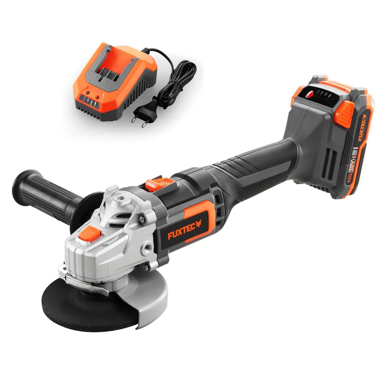 Meuleuse d'angle sans fil 20V FUXTEC FX-E1WS20 - set avec batterie 2Ah et chargeur 2,4A