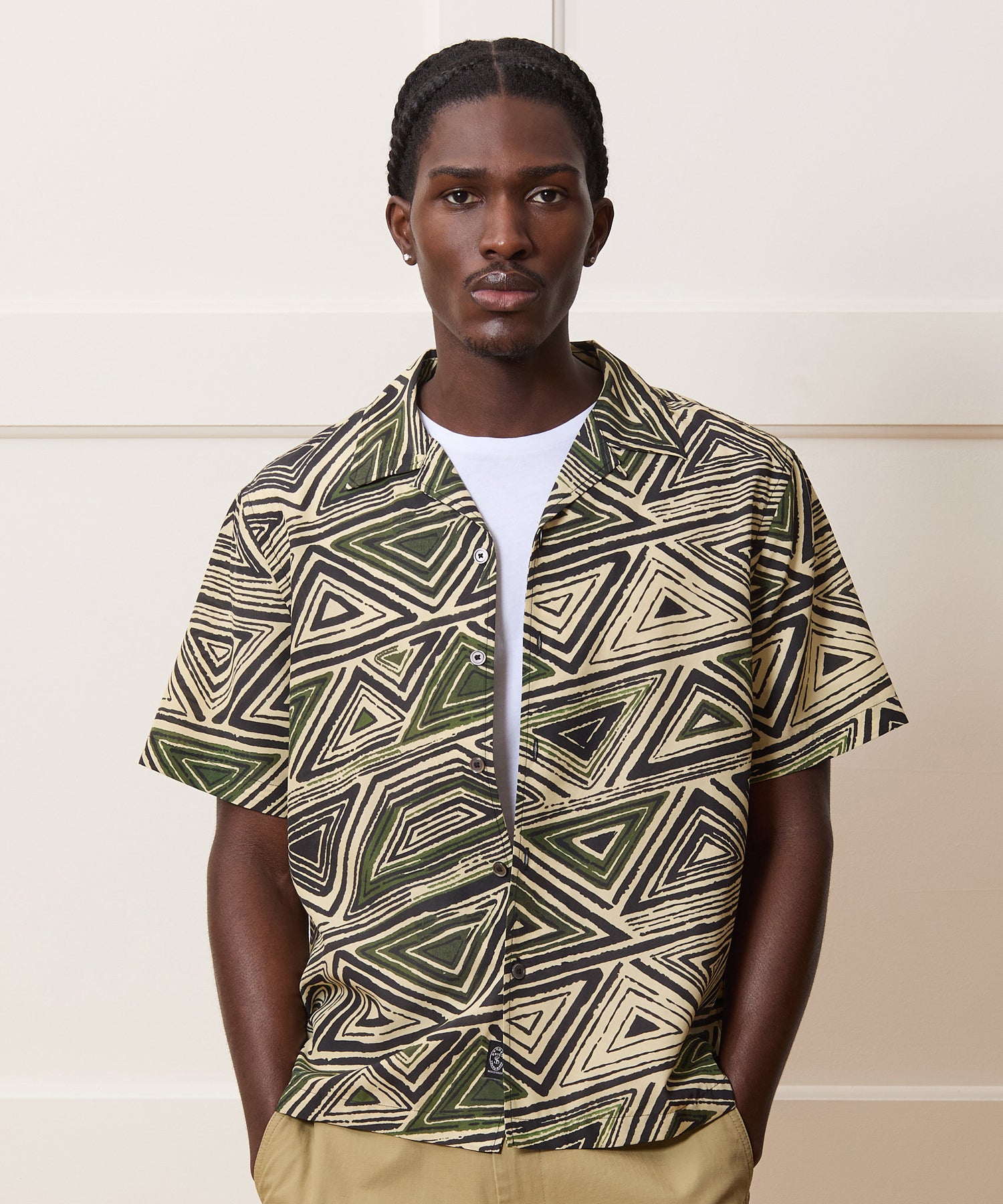 Cropped Silk-Cotton Camp Collar Shirt