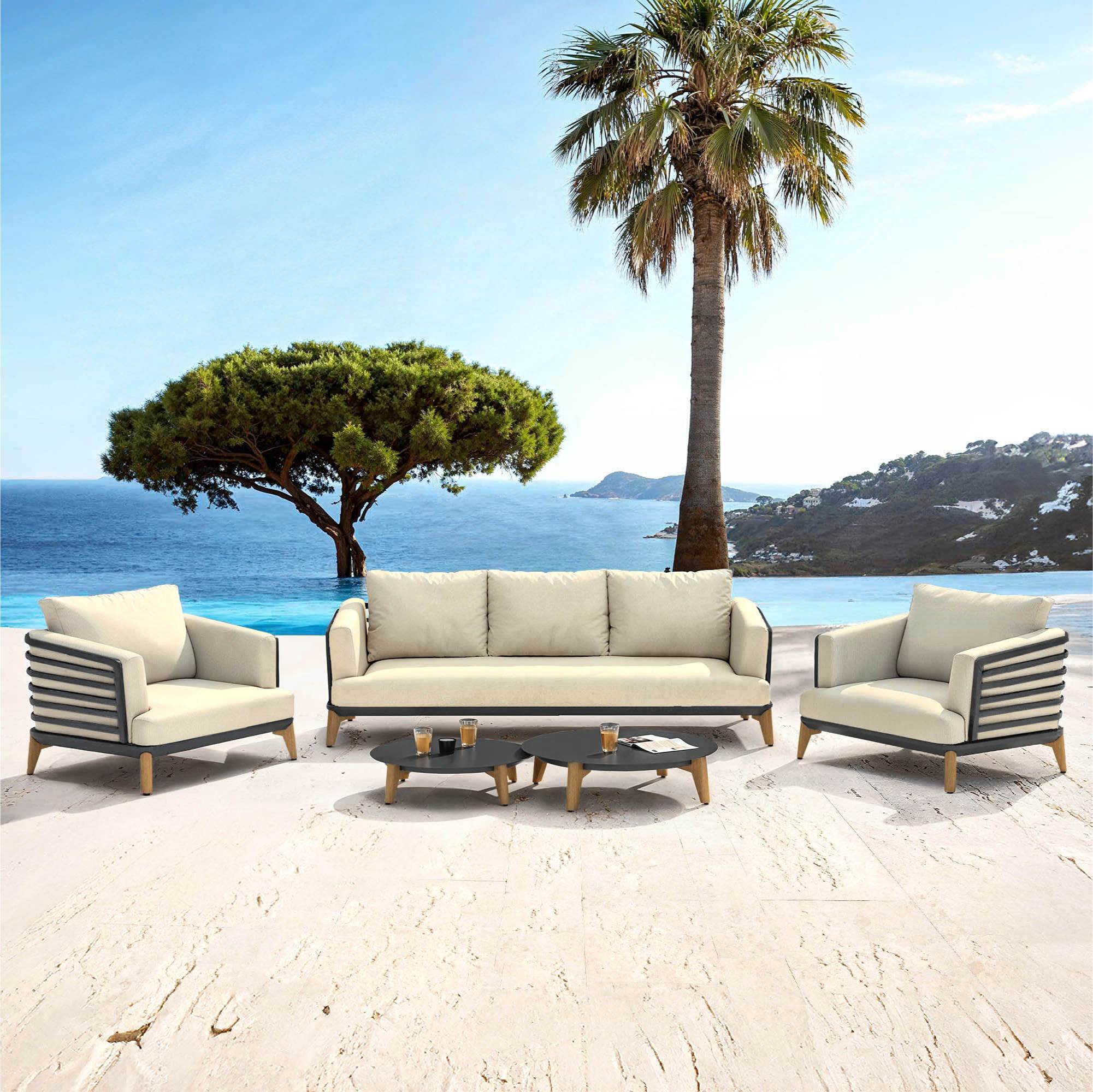 Salon de jardin aluminium 5 places 5 pcs Monte Carlo Gris anthracite et beige - Action-sport36