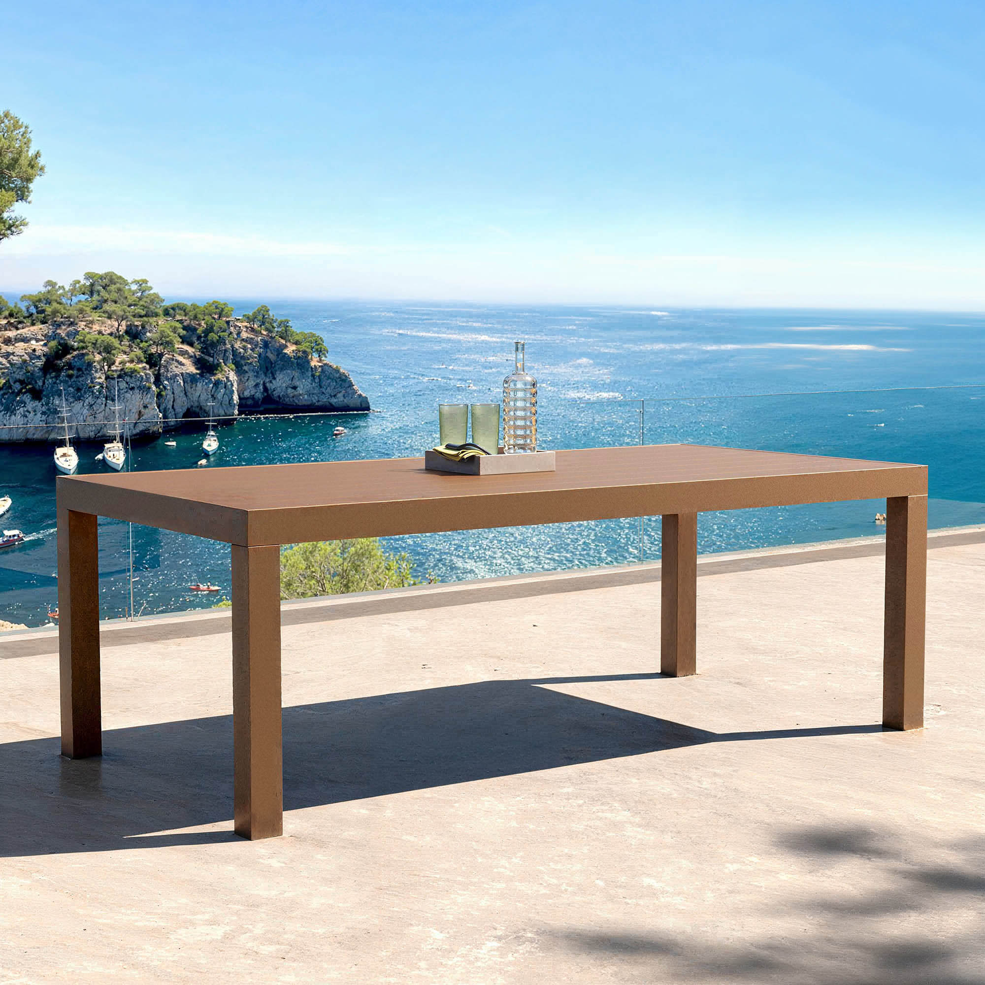Table de jardin rectangulaire aluminium 8 places (210 x 100 cm) Murano Bronze - Action-sport36