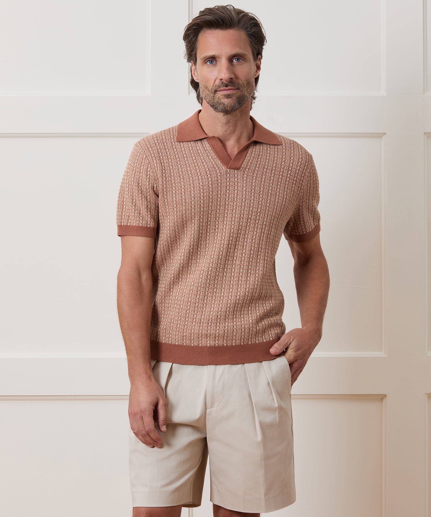 Linen Geometric Montauk Sweater Polo