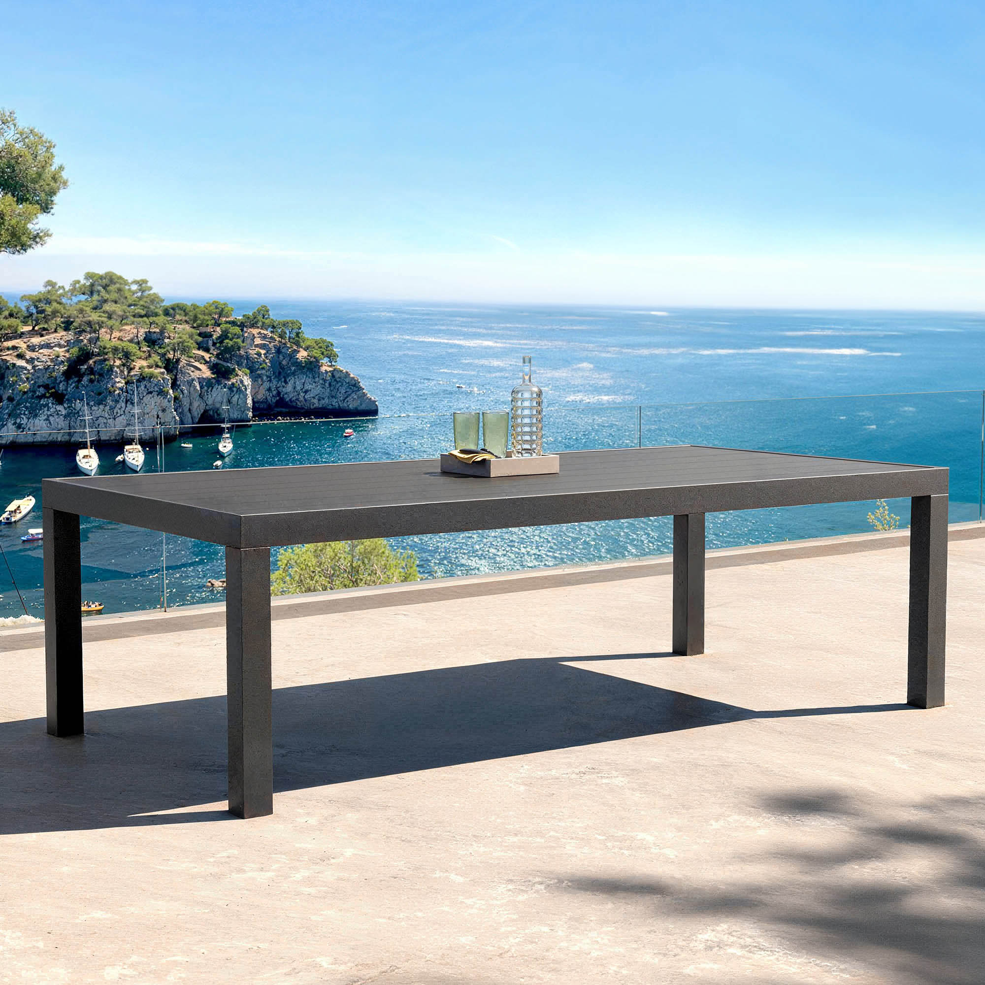 Table de jardin rectangulaire aluminium 10 places (240 x 120 cm) Murano Gris anthracite - Action-sport36