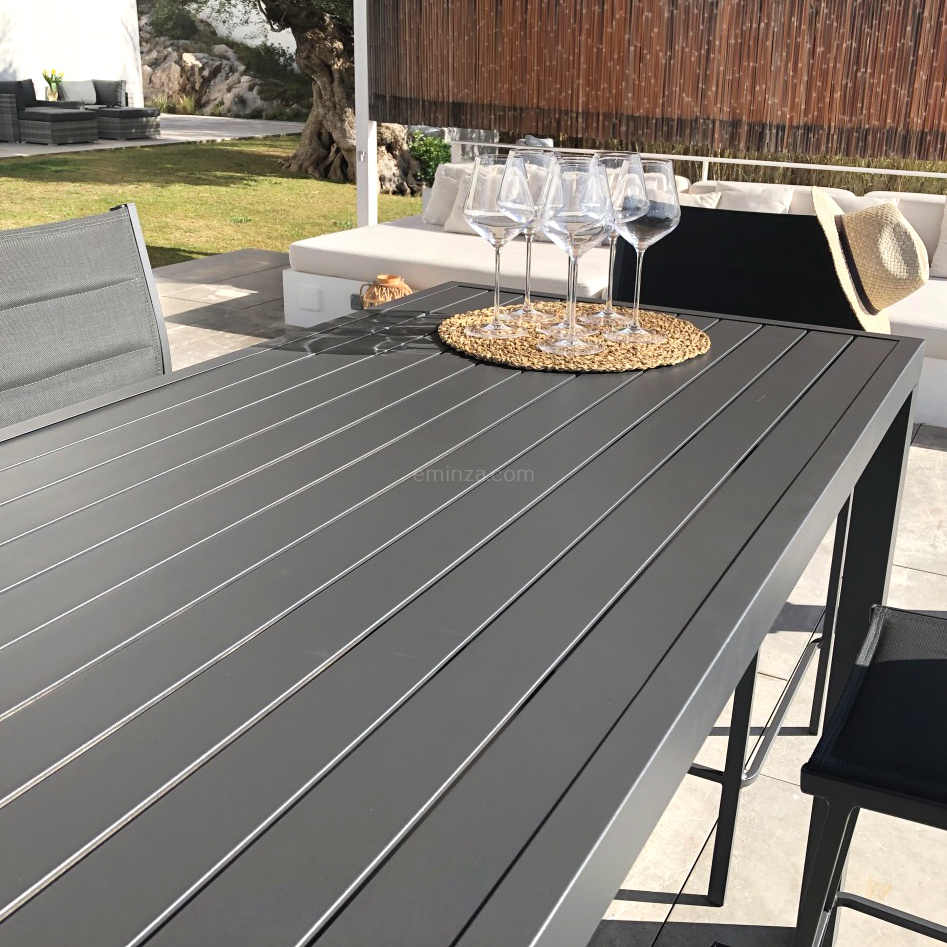 Table de jardin haute en aluminium 6 places (160 x H105 cm) Murano Gris anthracite - Action-sport36