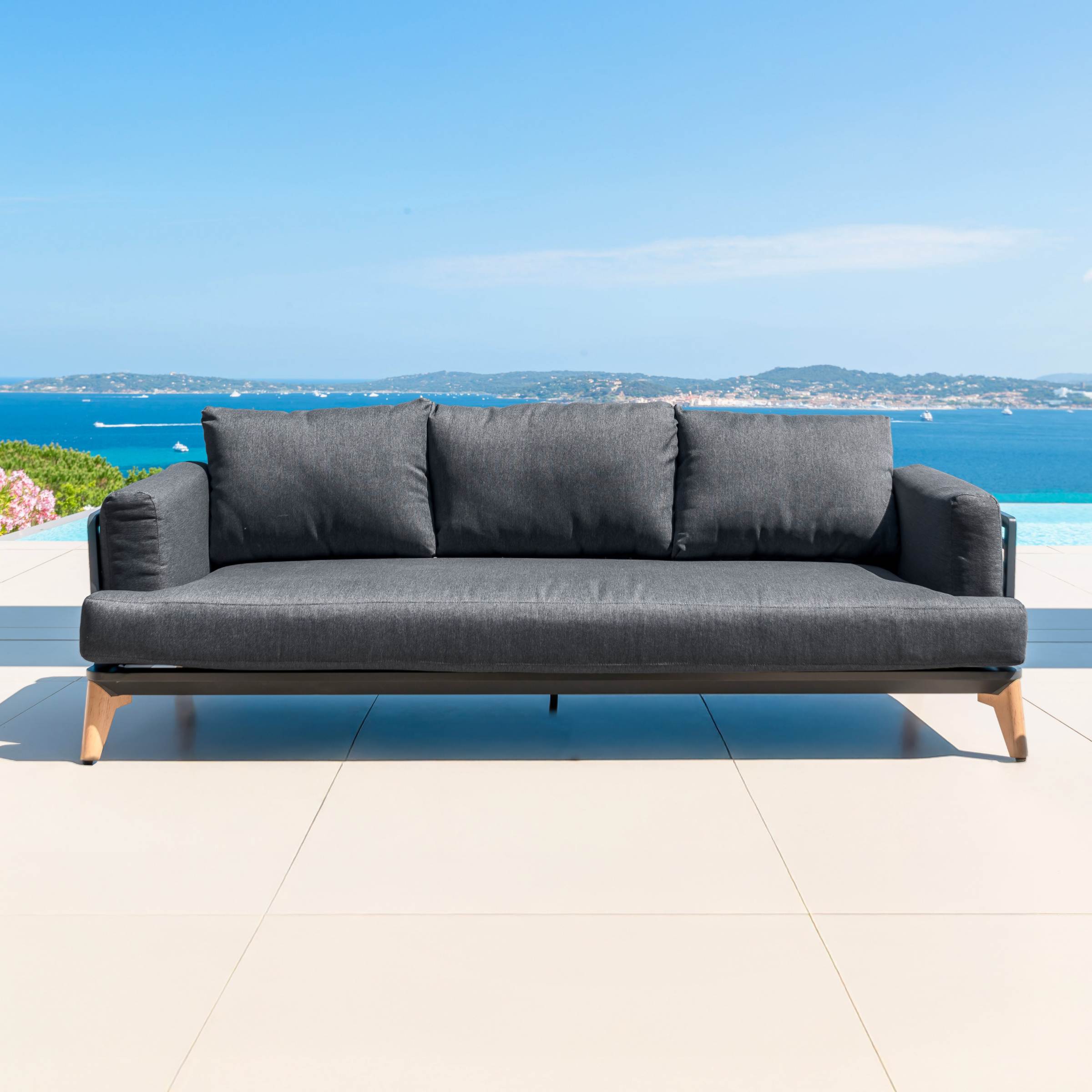 Salon de jardin aluminium 12 places 8 pcs Monte Carlo Gris anthracite - Action-sport36