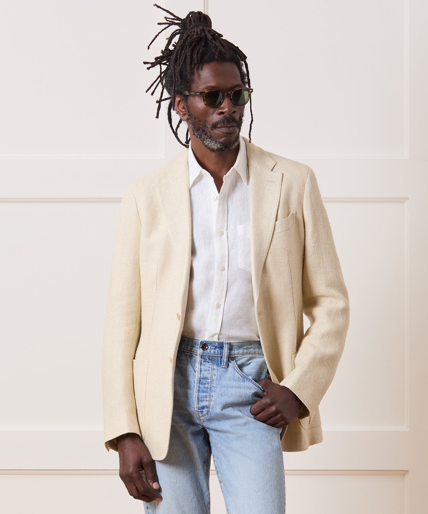 Italian Silk-Linen Herringbone Sport Coat