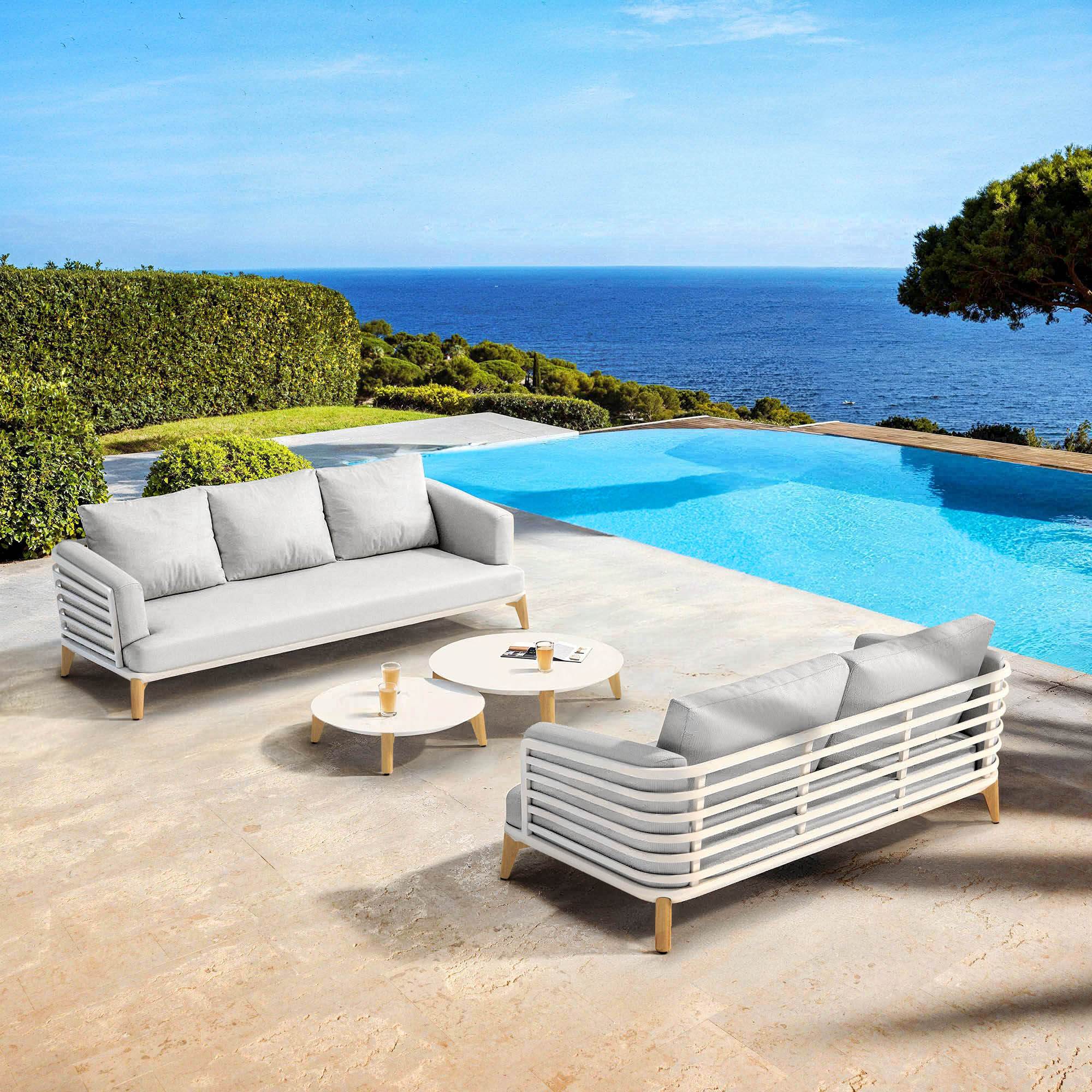 Salon de jardin aluminium 5 places 4 pcs Monte Carlo Blanc et gris clair - Action-sport36