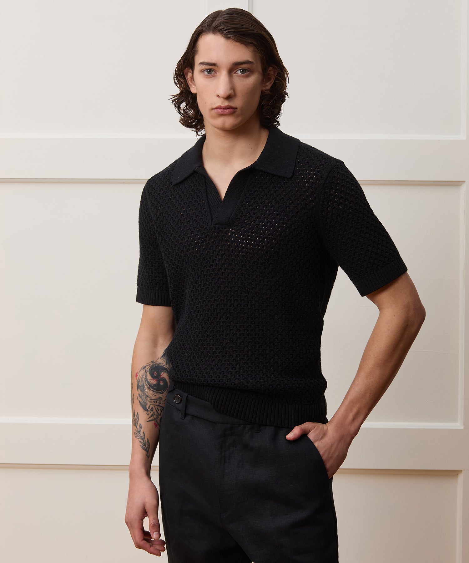 Relaxed Open-Knit Montauk Sweater Polo