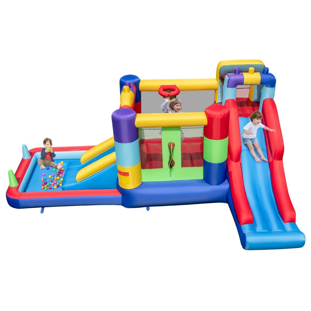 Château Gonflable Maison Rebondissante Gonflable avec Souffleur de 680W Toboggan et Zone de Saut Maison de Jeu Gonflable pour 3 - 10 Ans
