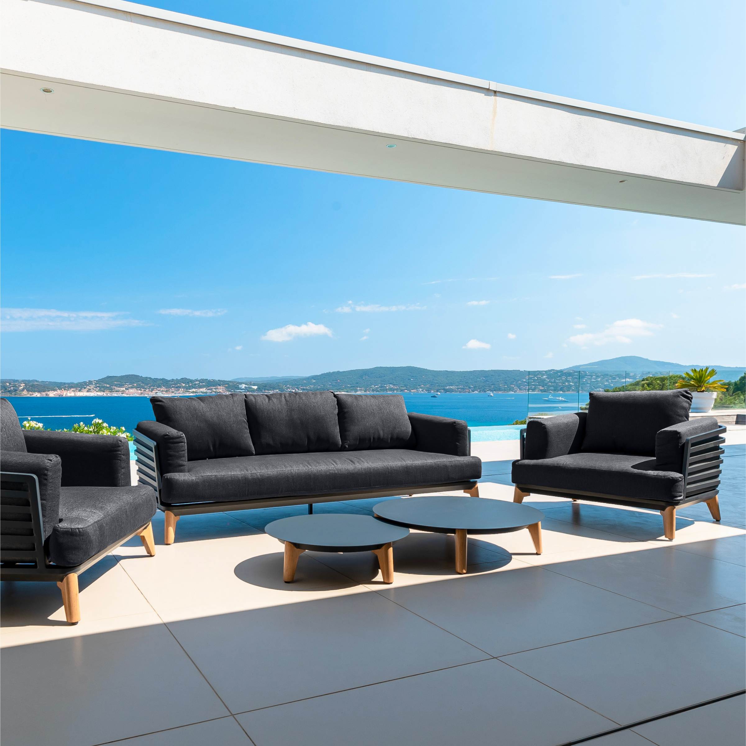 Salon de jardin aluminium 5 places 5 pcs Monte Carlo Gris anthracite - Action-sport36