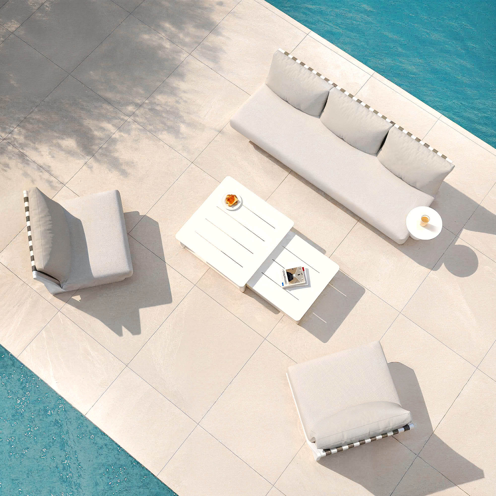 Salon de jardin aluminium 5 places Long Beach Blanc - Action-sport36