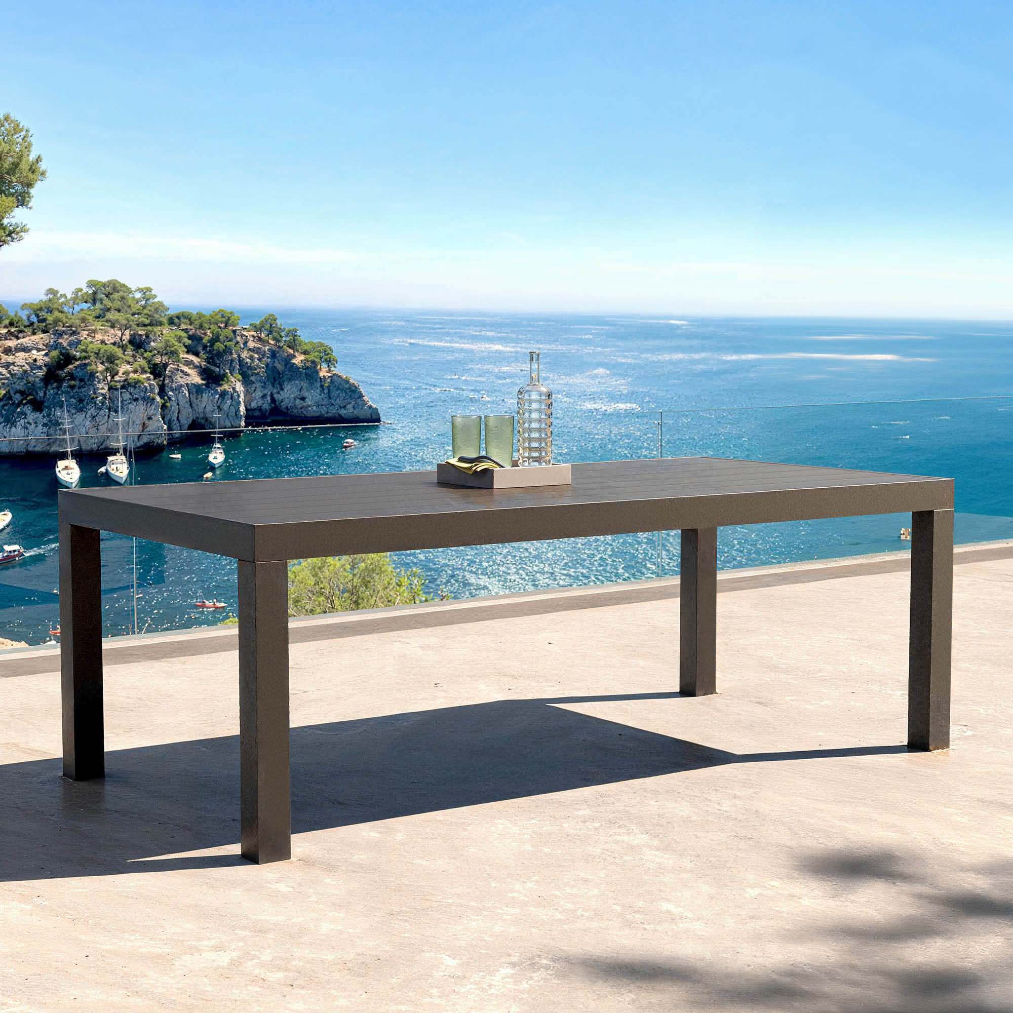 Table de jardin rectangulaire aluminium 8 places (210 x 100 cm) Murano Gris anthracite - Action-sport36