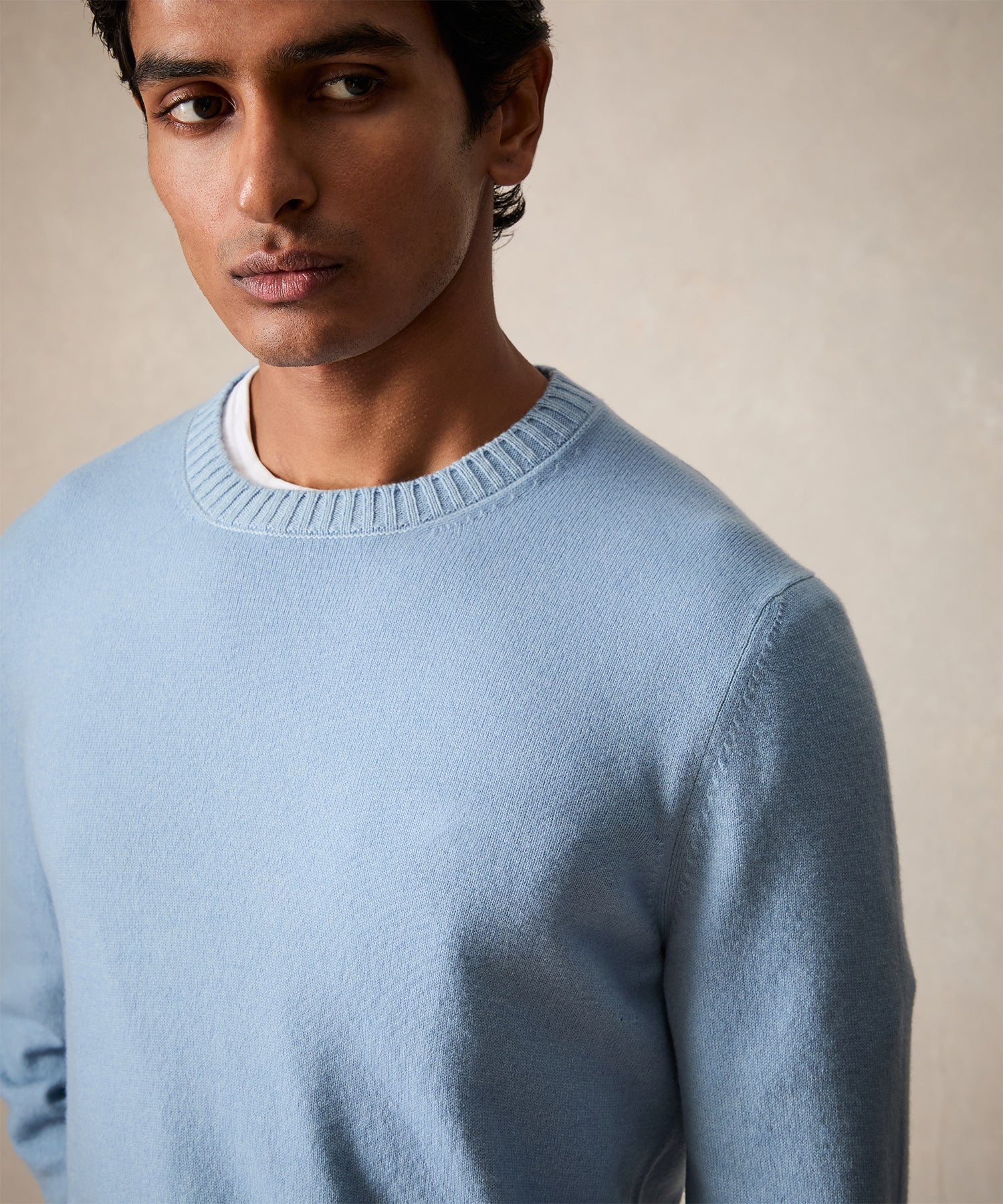 Italian Garment Dyed Wool Cashmere Crewneck Sweater