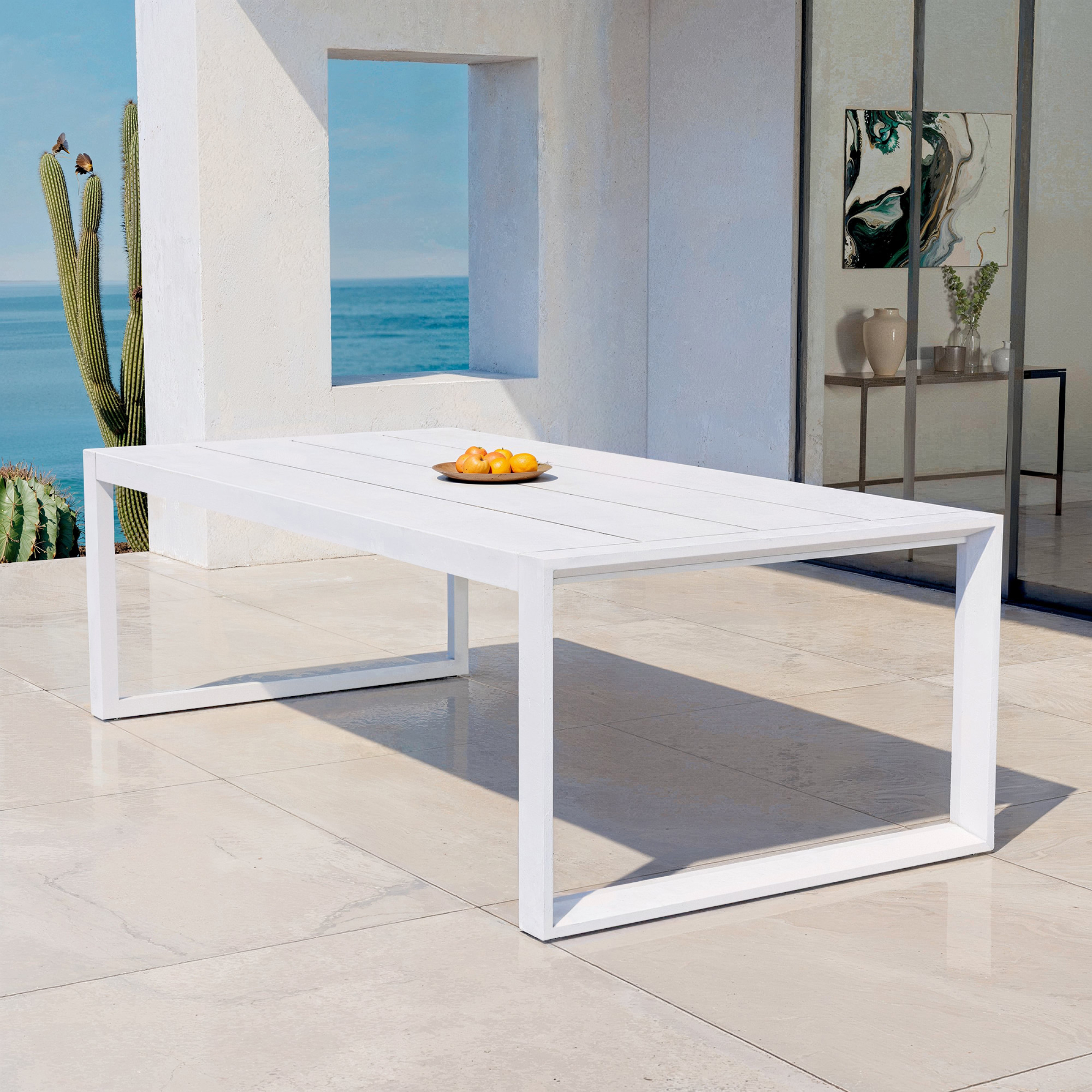 Table de jardin rectangulaire aluminium 10 places (240 x 118 cm) Elba Blanc - Action-sport36