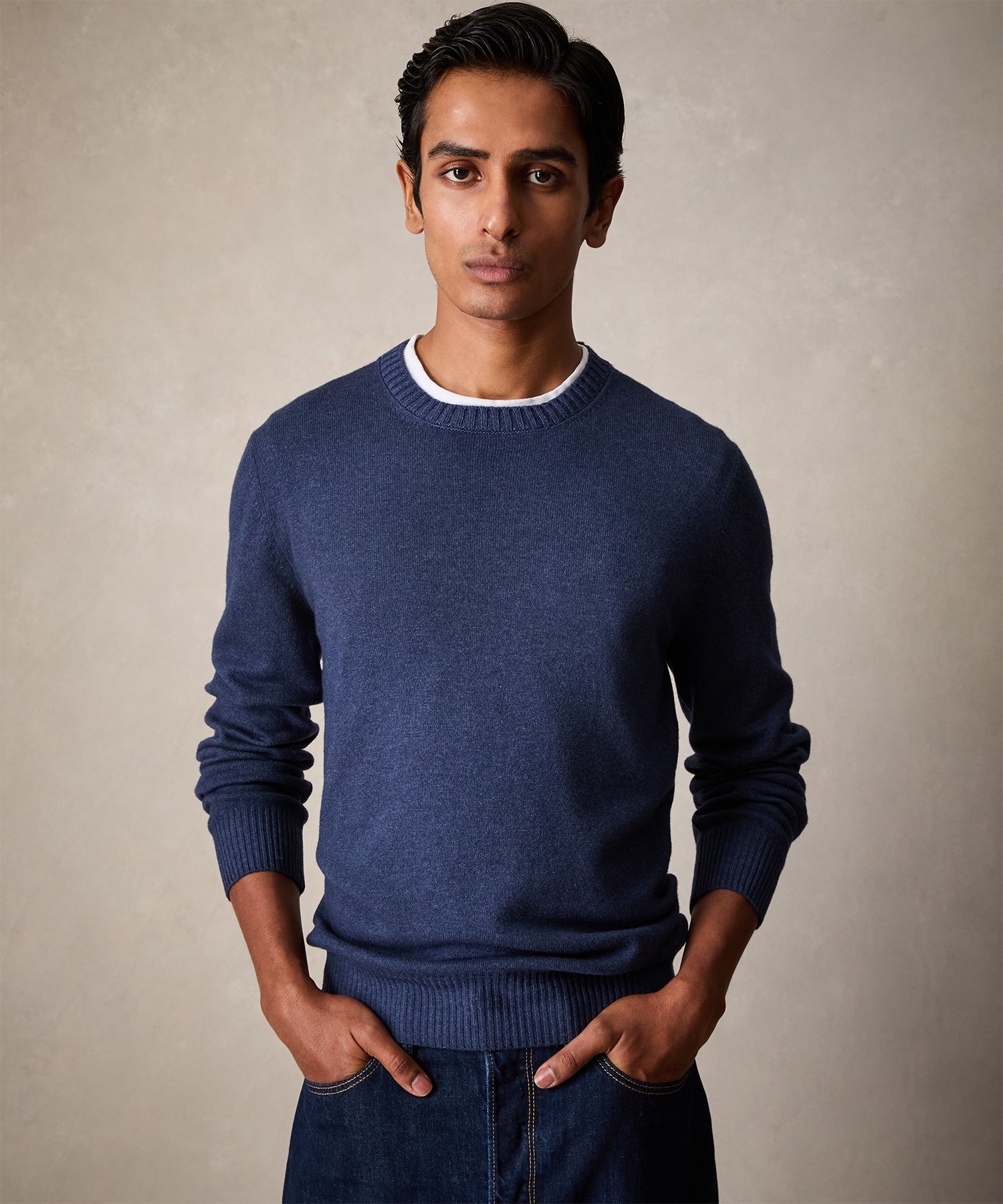 Italian Garment Dyed Wool Cashmere Crewneck Sweater