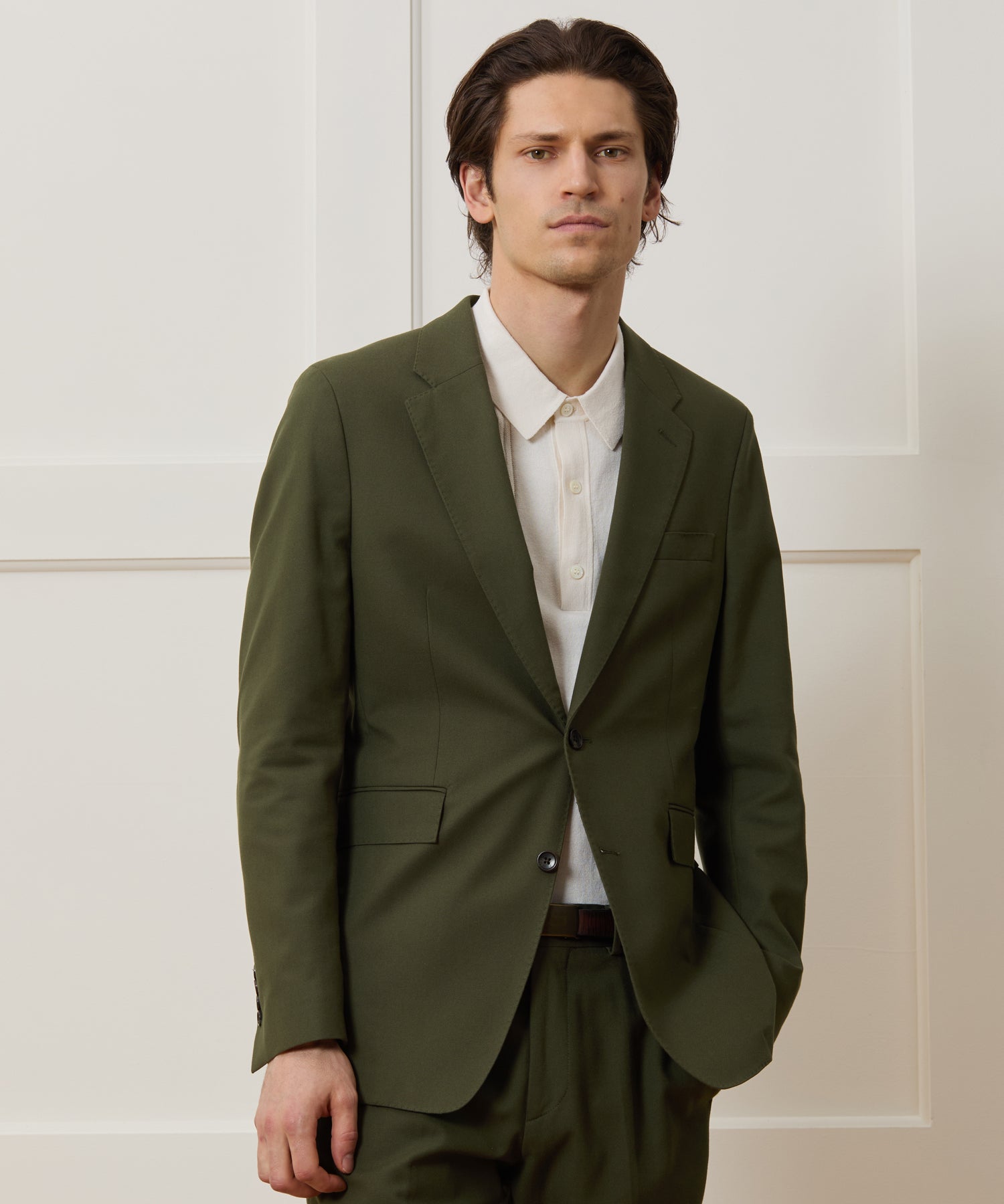 Italian Cotton Sutton Jacket in Olive