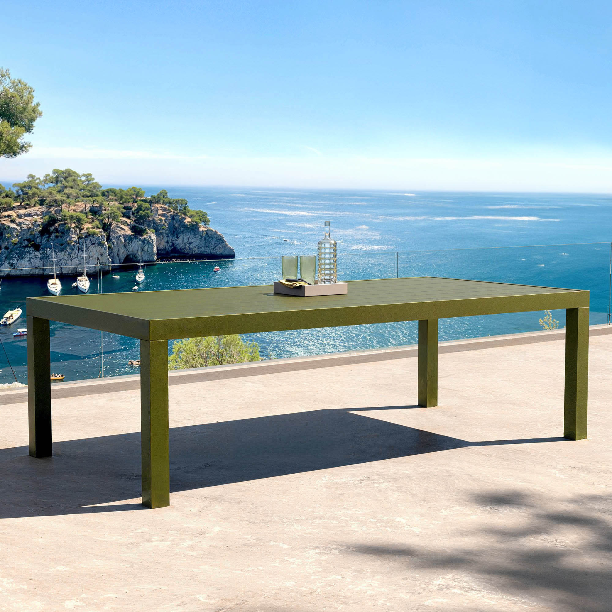 Table de jardin rectangulaire aluminium 10 places (240 x 120 cm) Murano Vert olive - Action-sport36
