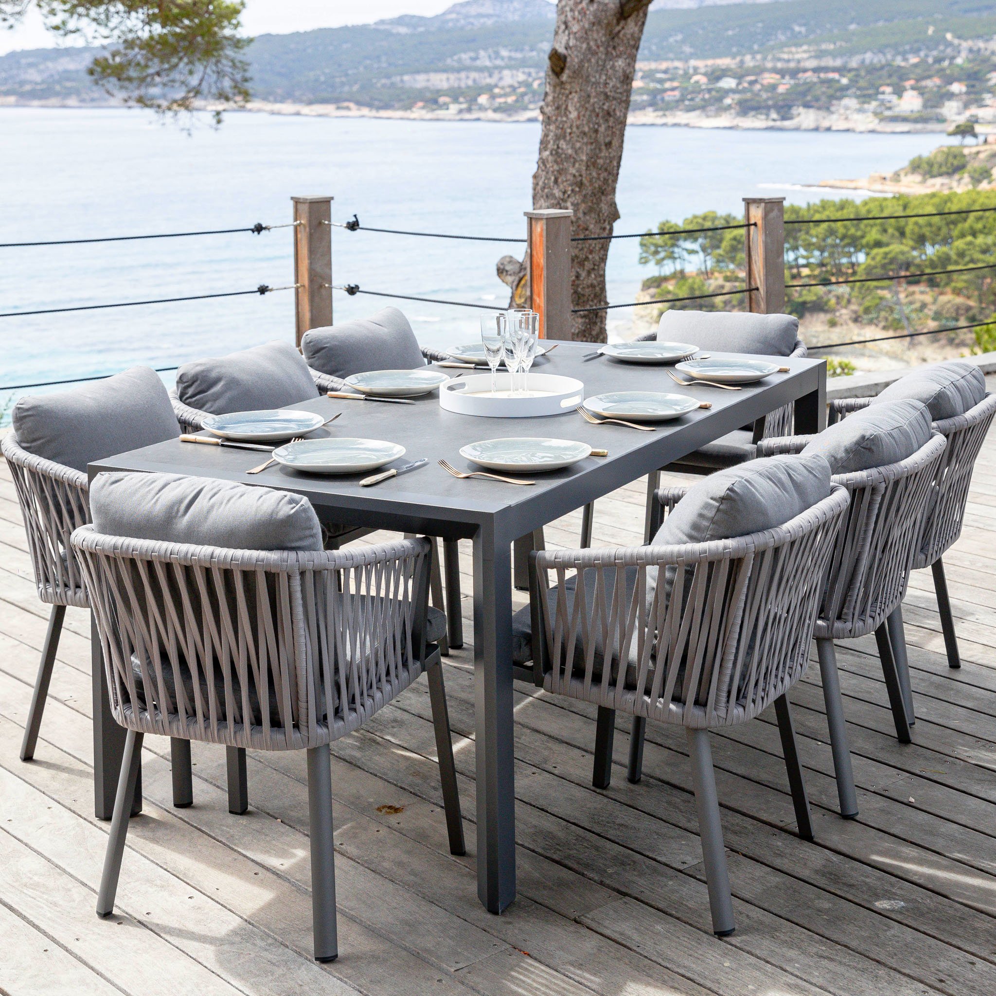 Table de jardin extensible en aluminium 12 places (195/300 x 96 cm) Amalfi Gris anthracite - Action-sport36