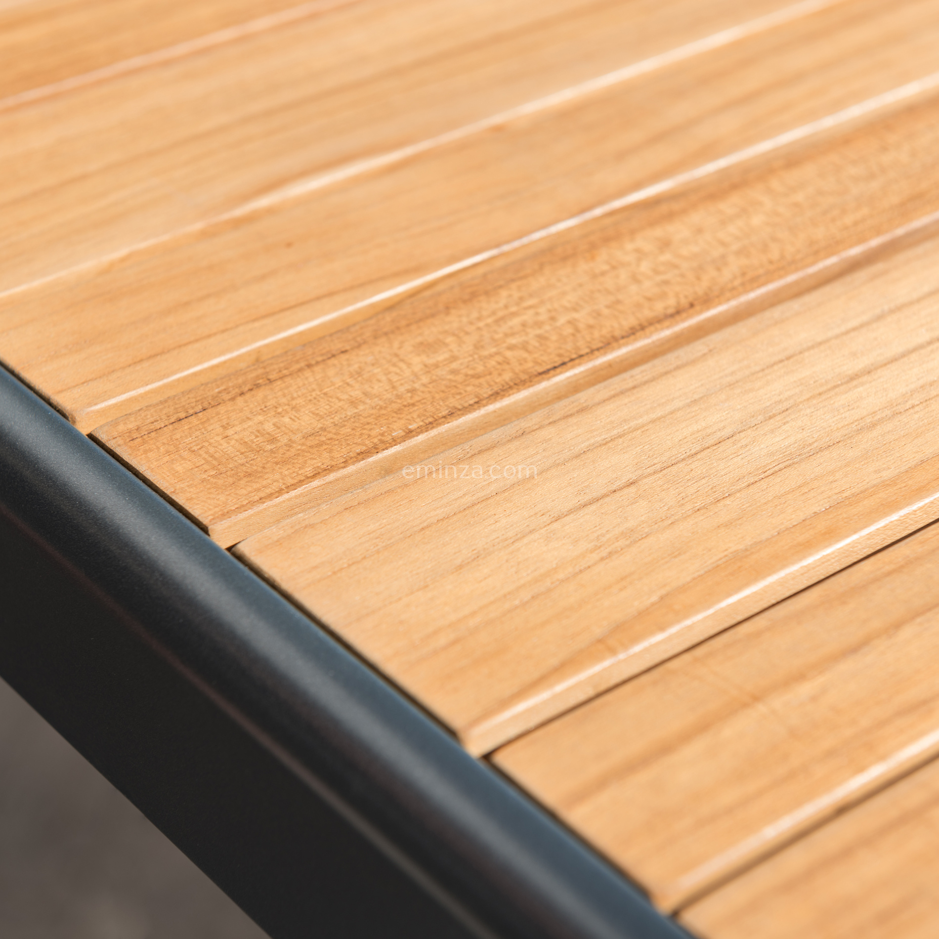 Salon de jardin aluminium et bois teck 5 places Bali Gris anthracite et ardoise - Action-sport36