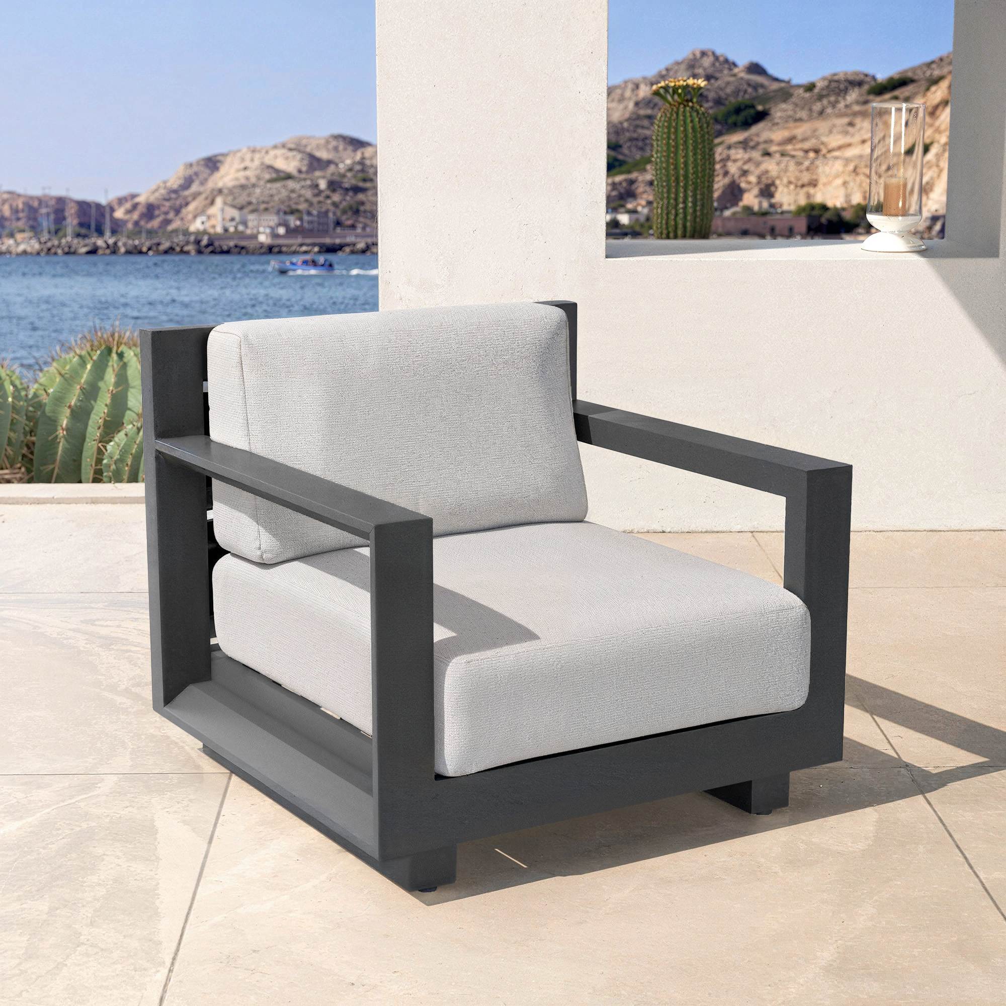 Salon de jardin aluminium 5 places 4 pcs Elba Gris anthracite et gris clair - Action-sport36