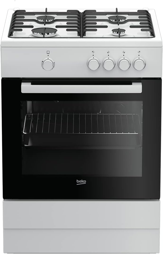 beko FSG62000DW Beko-FSG62000DW-Cuisine et Four Intégré au Gaz,Plaque de cuisson avec 4 Cuisinières - Blanc,60 x 60 x H 85 cm,2900 W,64 litres,acier inoxydable